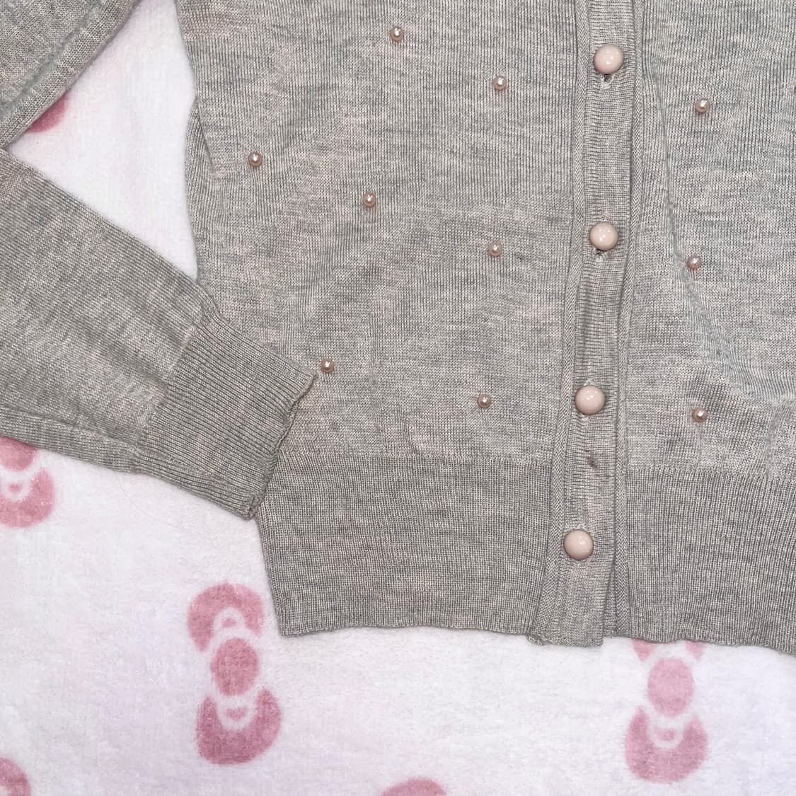 모리 라떼 히메 갸루 콩단추 리본 가디건 상품이미지3