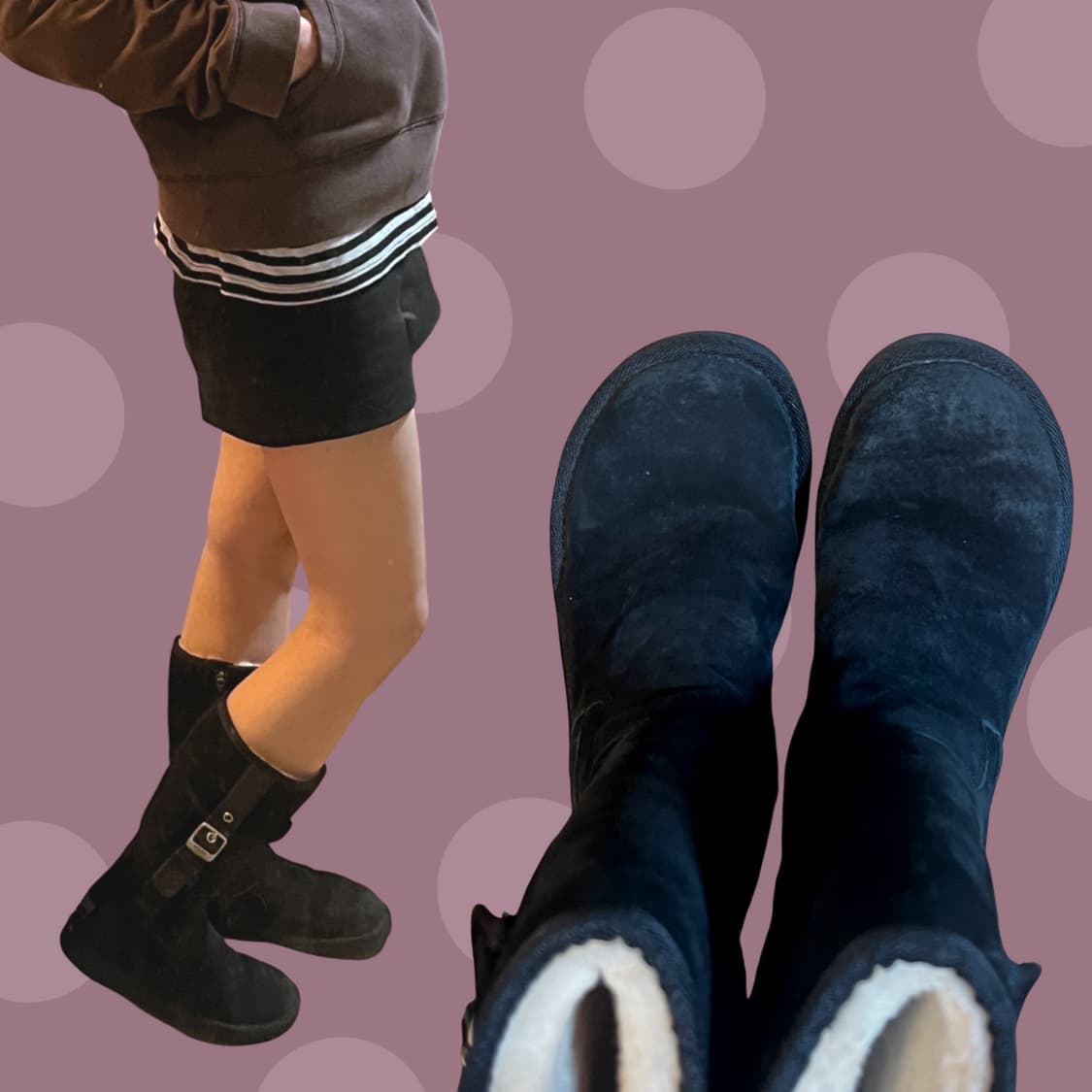 빈티지 어그 스웨이드 카고 벨트 부츠 블랙 상품이미지2