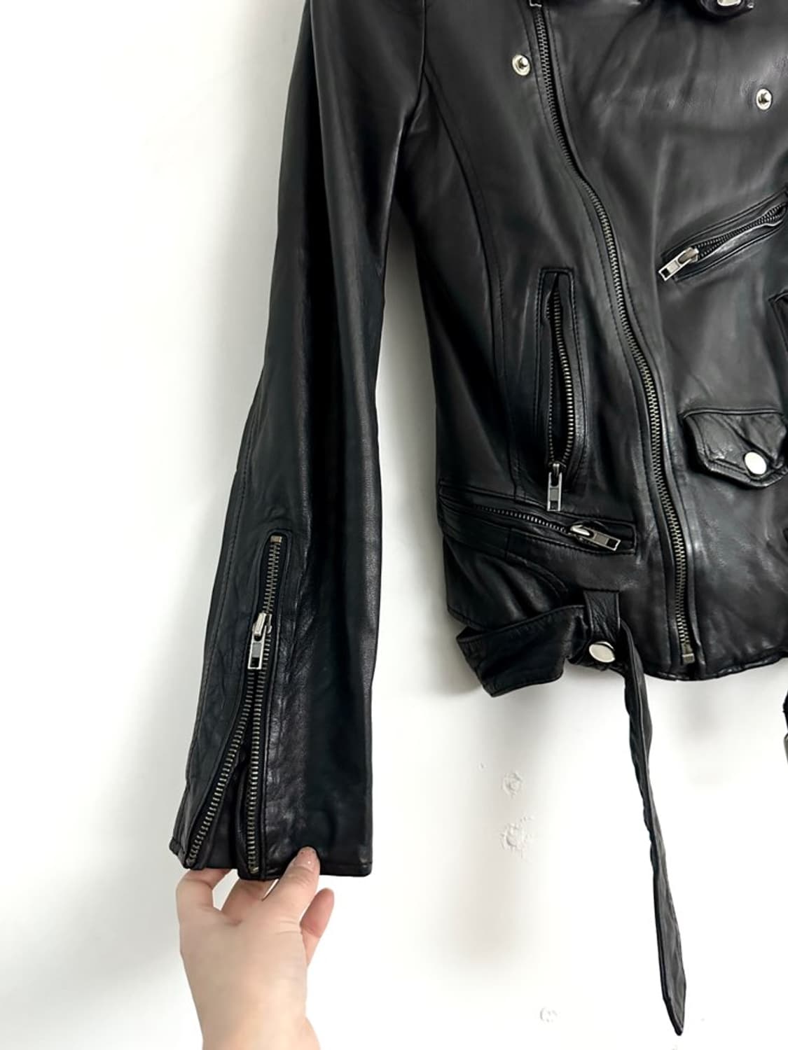 Down buckle leather jacket / black 상품이미지3