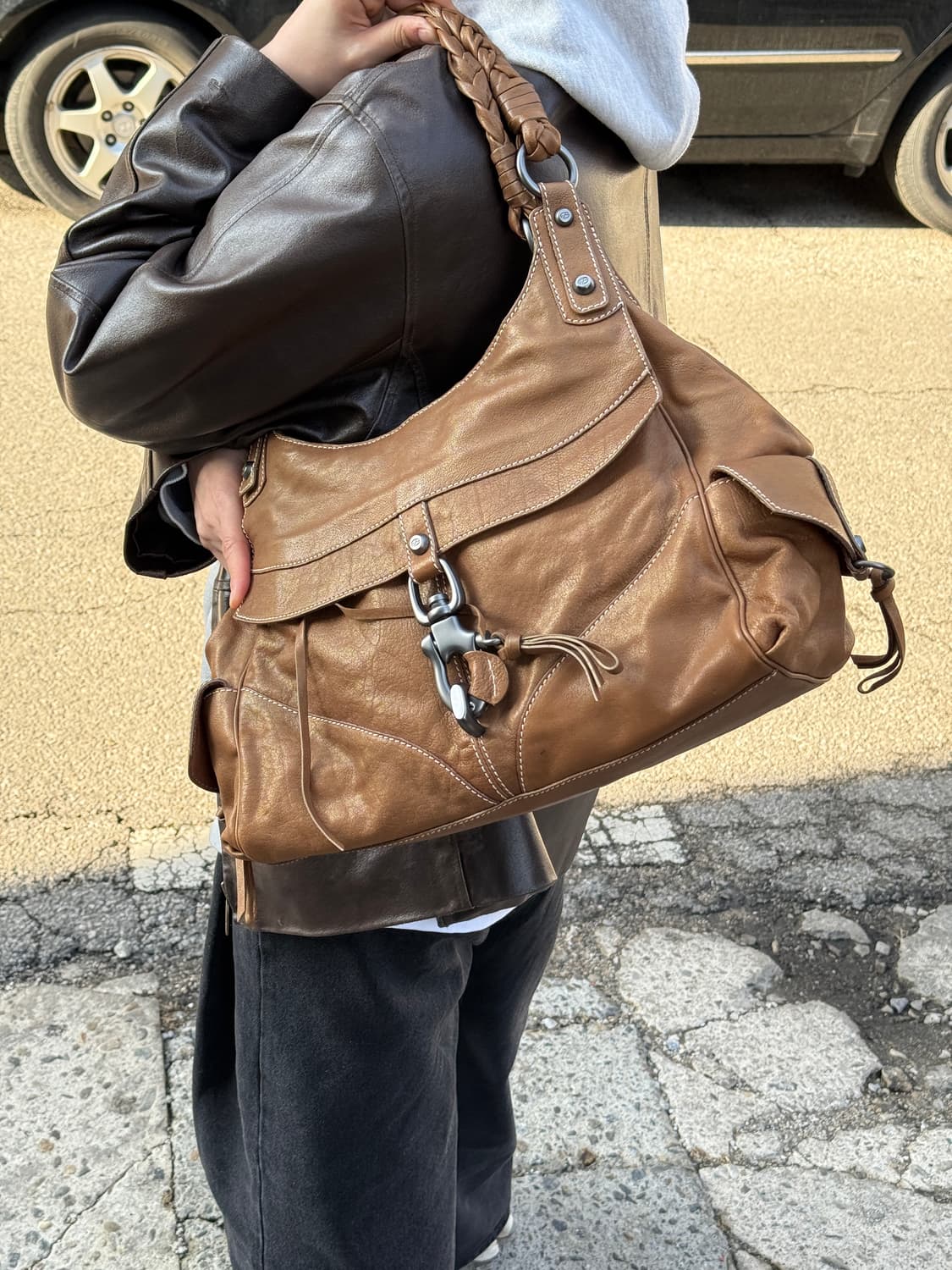 FRANCESCO BIASIA 빈티지 레더 숄더백 상품이미지1