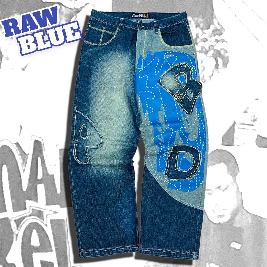 Raw blue 로우블루 올드스쿨 아트 힙합 청바지 상품이미지1
