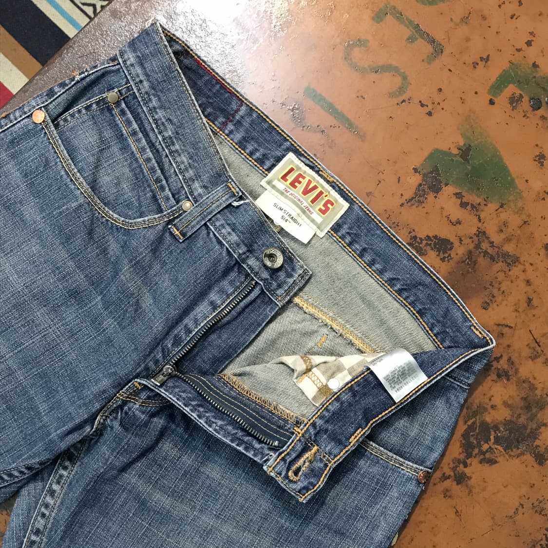 리바이스 514 다크 블루 워시드 데님 팬츠 허리 31 32  상품이미지4