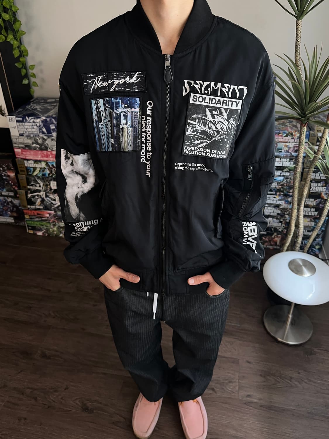 SQUC 러프 그래픽 플라이트 자켓 상품이미지1