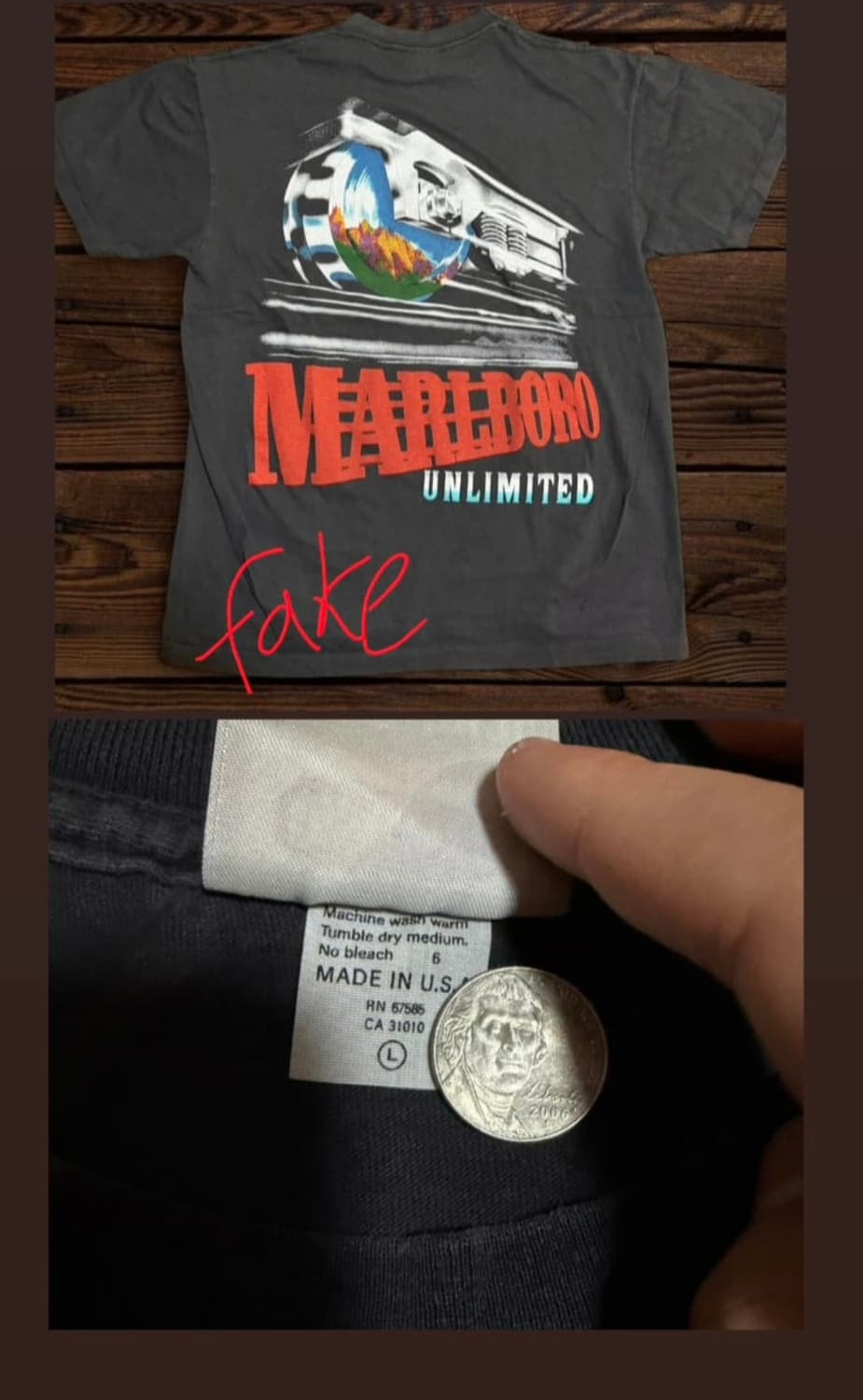 [OS] 90s 말보로 언리미티드 트레인 티셔츠 ver. 블리칭 상품이미지10
