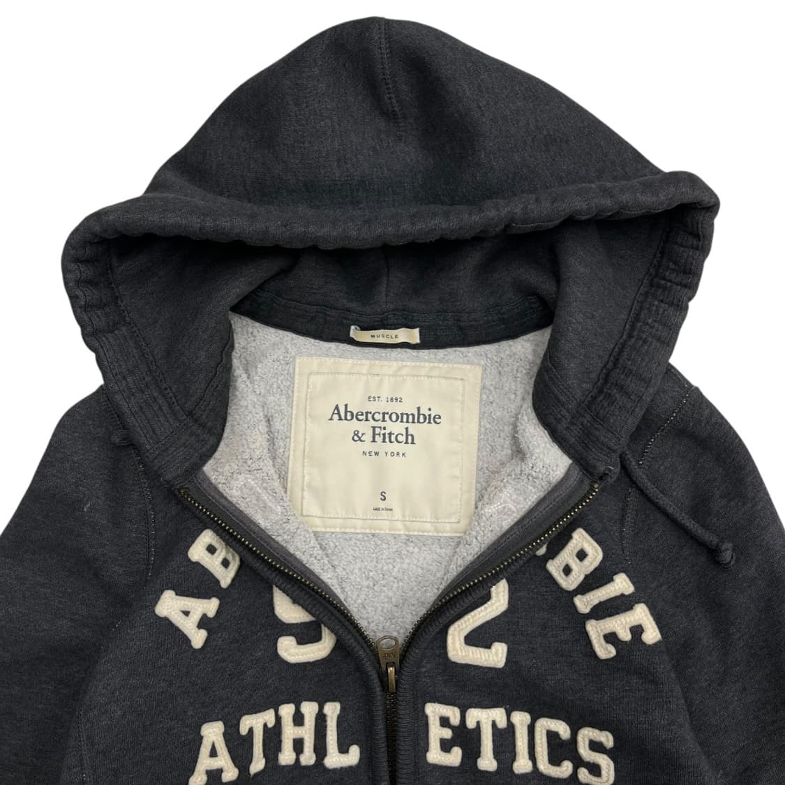 아베크롬비 화이트 센터로고 차콜 후드집업 S 상품이미지5
