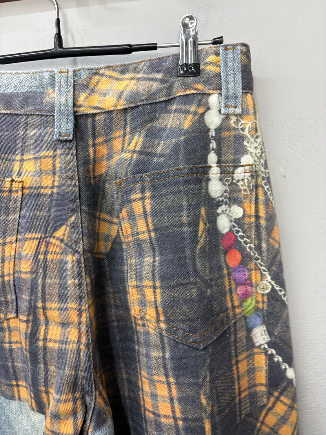 빈티지 y2k 프린팅 체크무늬 데님팬츠 A3091 상품이미지6