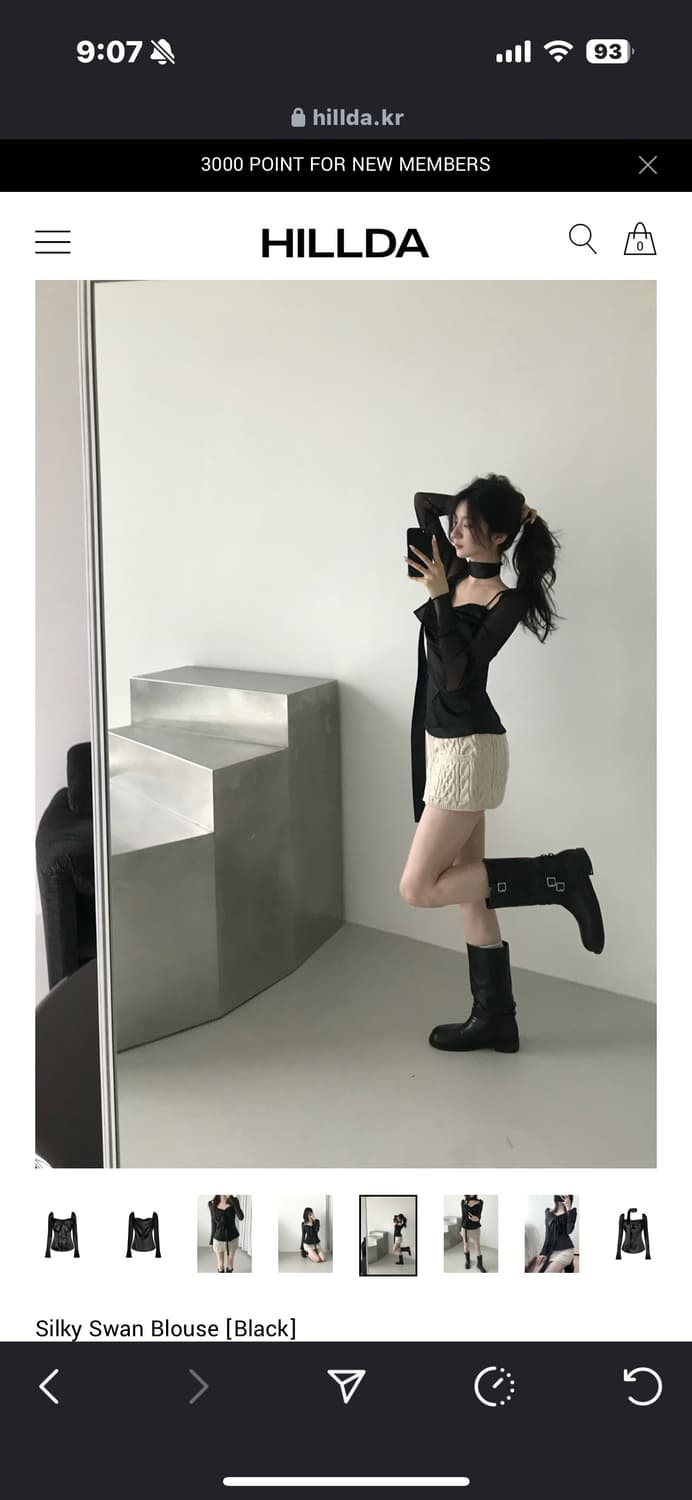 힐다x고희 실키 스완 블랙 블라우스 상품이미지4