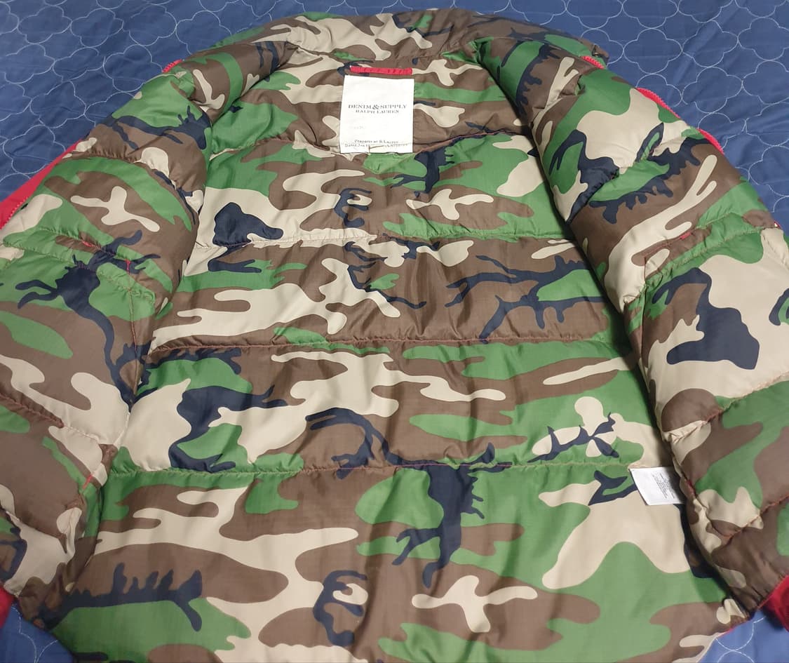 랄프로렌&데님앤서플라이 오리털 밀리터리 패브릭 다운파카 레드 (L) 상품이미지3