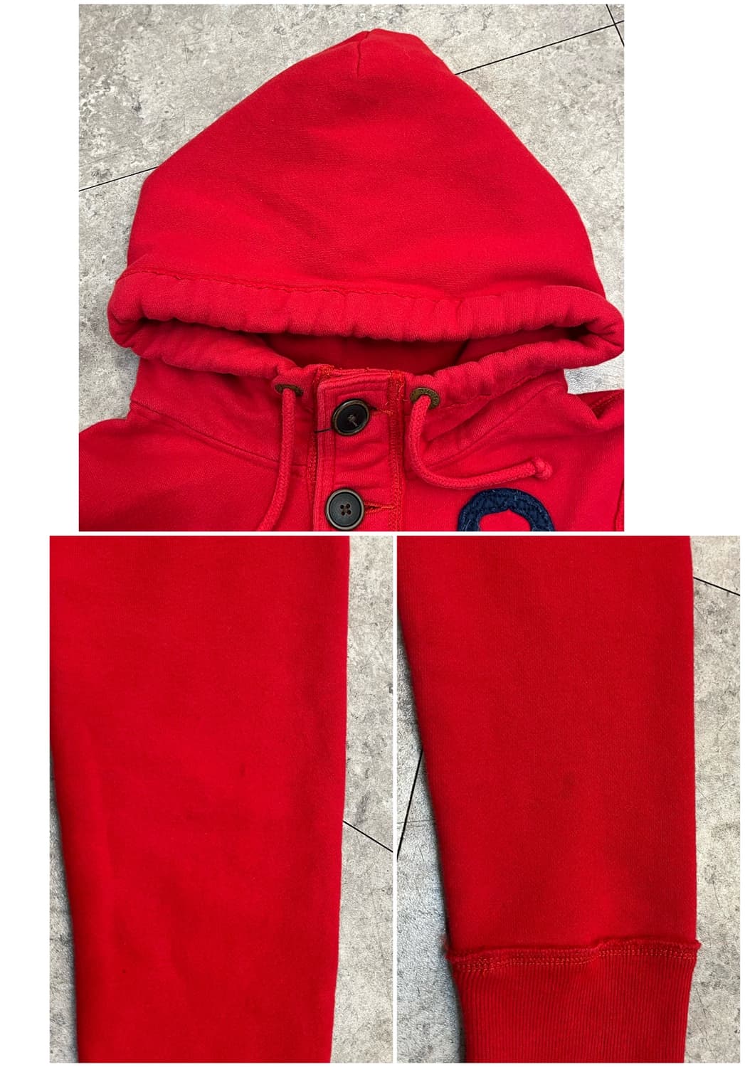 홀리스터 버튼 기모 후드티 레드 L #csz3024 상품이미지9