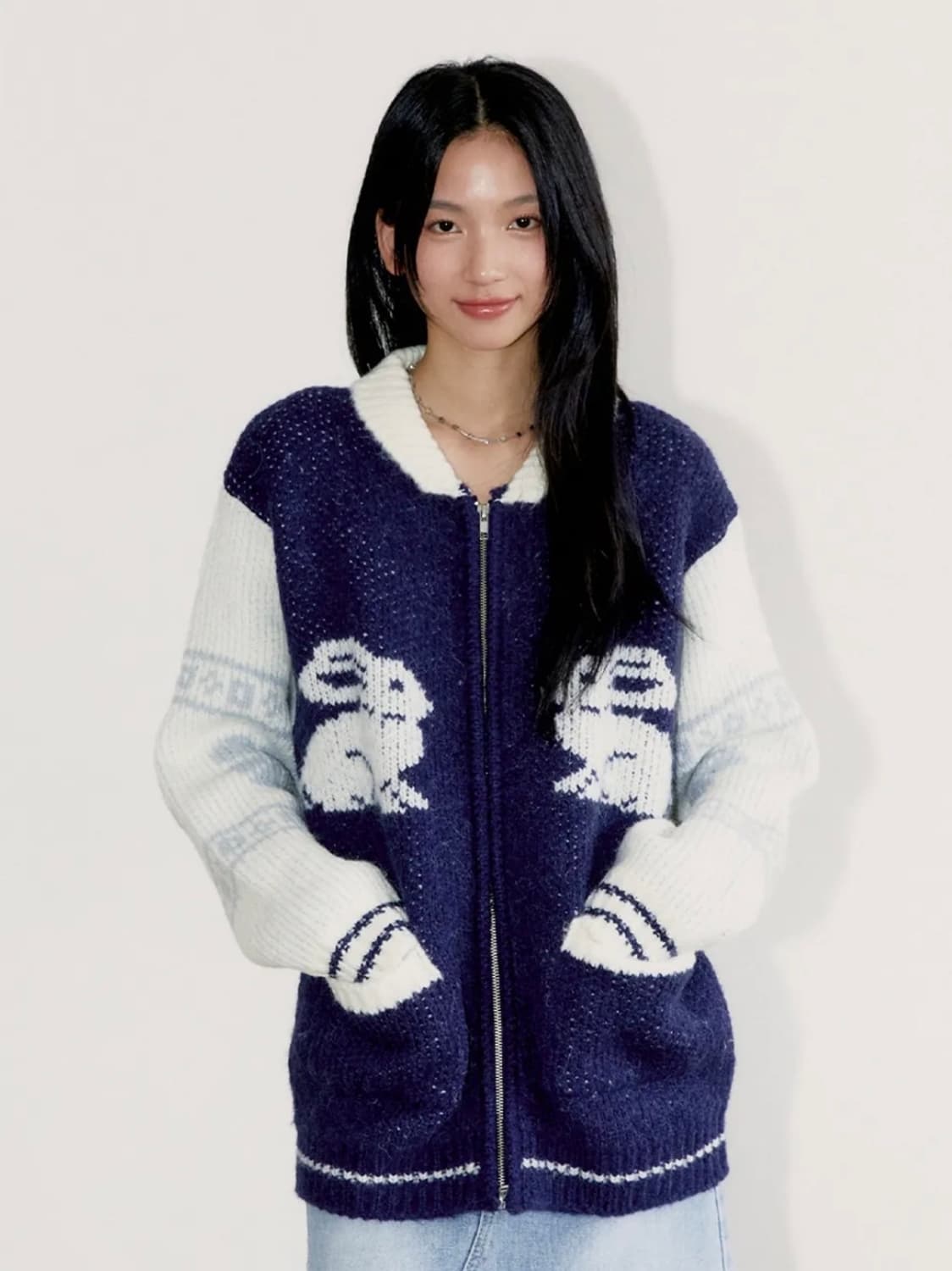 오피쉬 COWICHAN KNIT ZIP-UP CARDIGAN, NAVY 상품이미지1