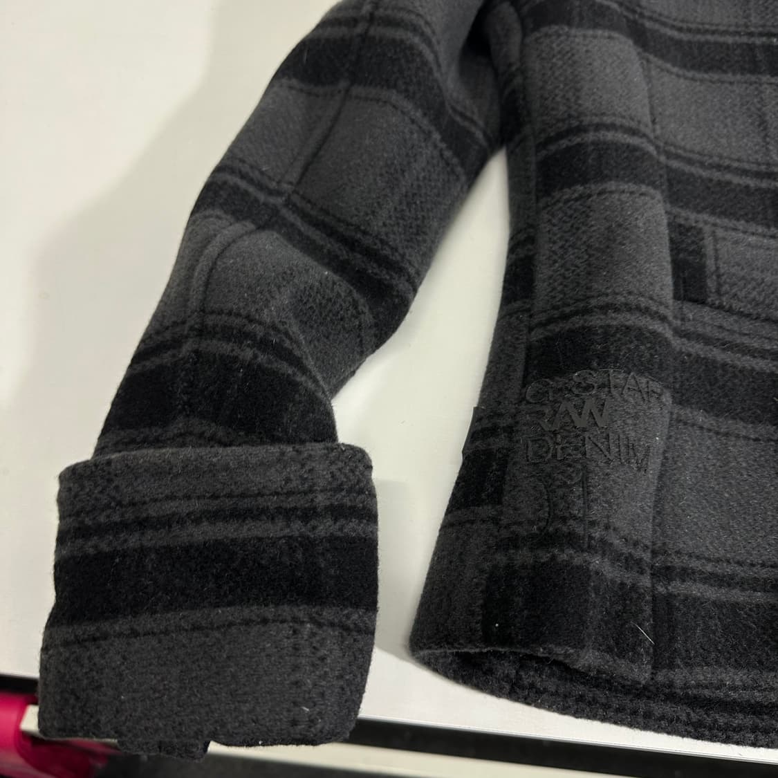 S 지스타로우 GSTAR 그레이 체크 더블 하프코트 상품이미지8