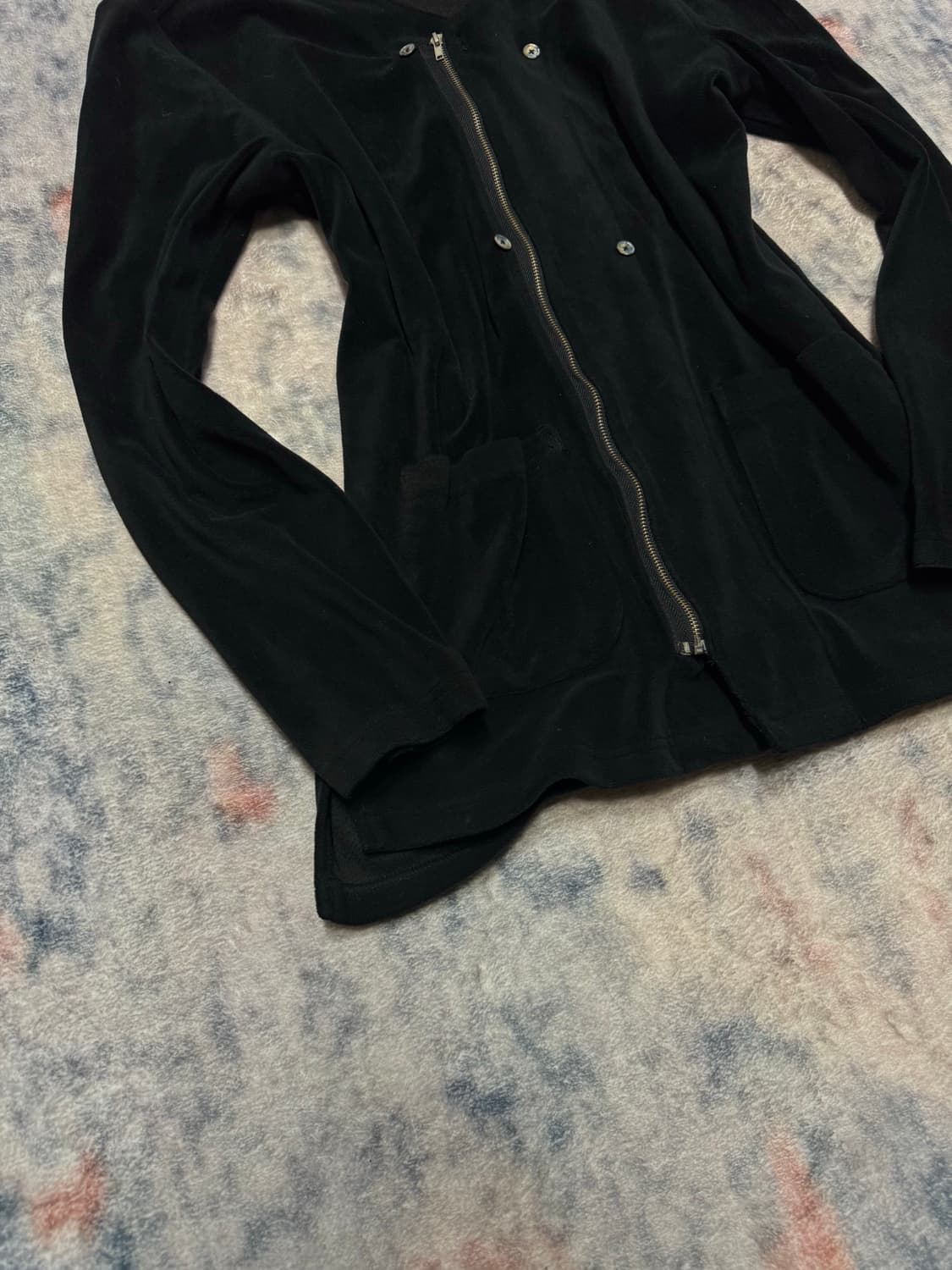 In the attic none collar velour cardigan 상품이미지5