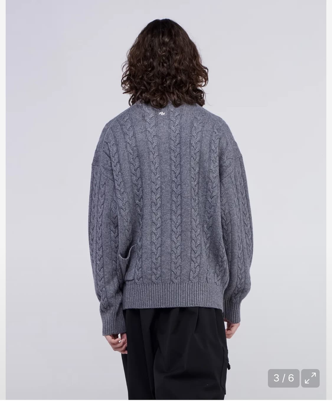 송지오 지제로 케이블 팬서 브이넥 니트 그레이 L 상품이미지2