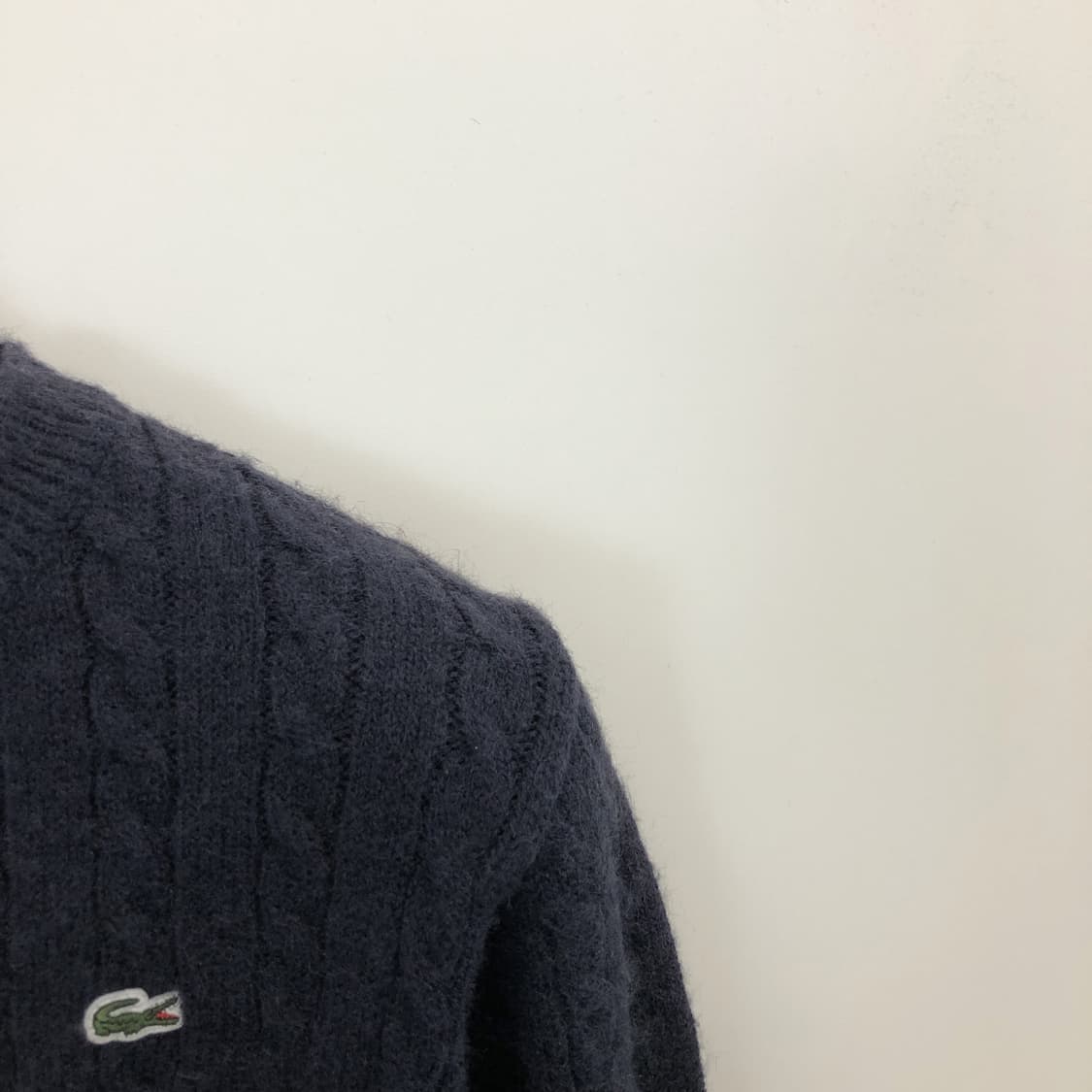 라코스테 케이블 패치로고 울 크롭가디건 M 상품이미지2