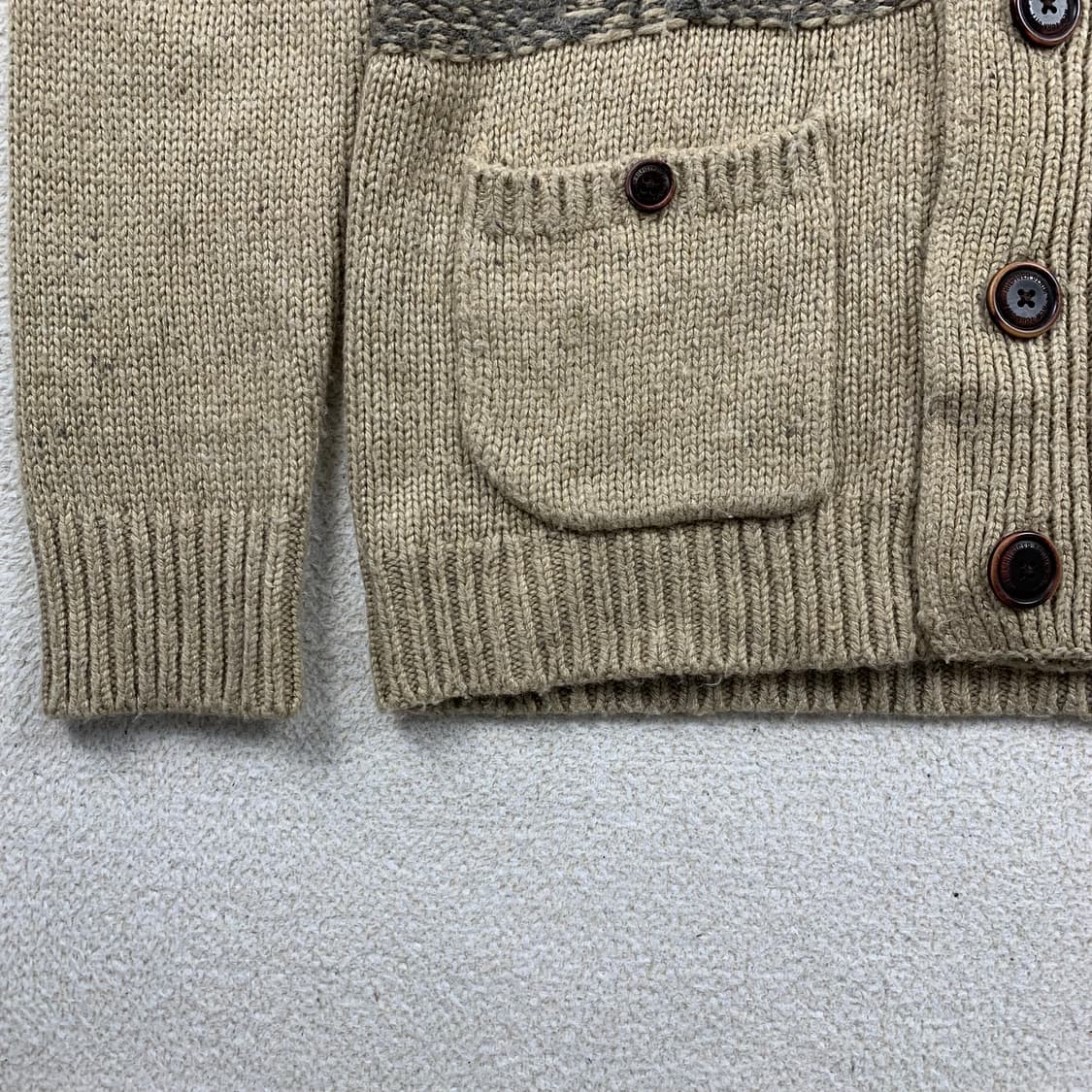 타미힐피거 노르딕패턴 울 니트 숄카라 가디건 베이지 상품이미지4