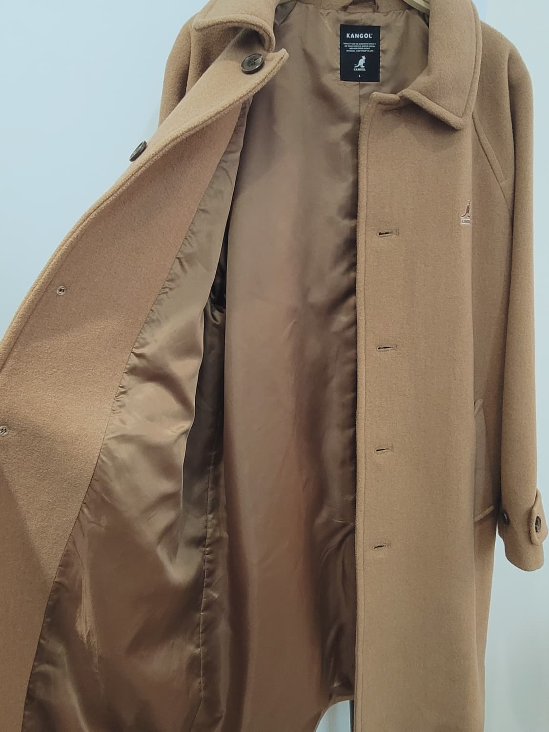 캉골 카멜 브라운 발마칸 롱코트 남성용 L사이즈 상품이미지7