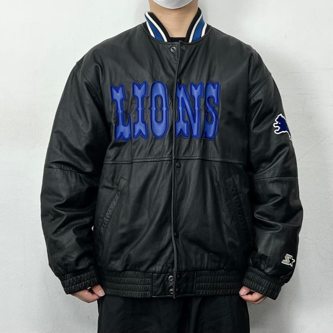 스타터 아카이브 디트로이트 라이언즈 카우레더 바시티 자켓 상품이미지2