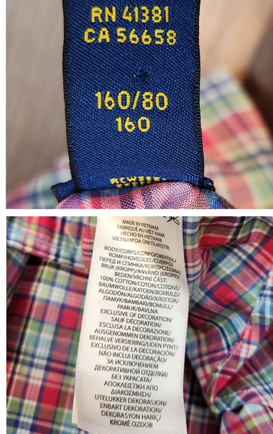 RALPH LAUREN 랄프 로렌 코튼 체크 카라 셔츠 상품이미지10