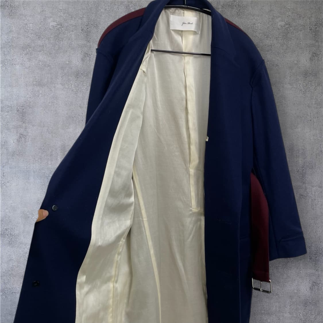 줄리앙 데이비드 Julien David 네이비 버건디 배색 울 코트 XS 상품이미지2
