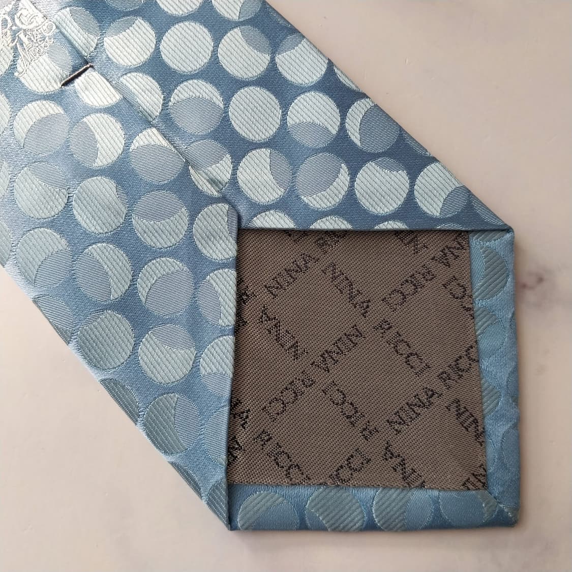 니나리치 실크 블루 도트 패턴 넥타이 9cm A+등급 K1930 상품이미지6