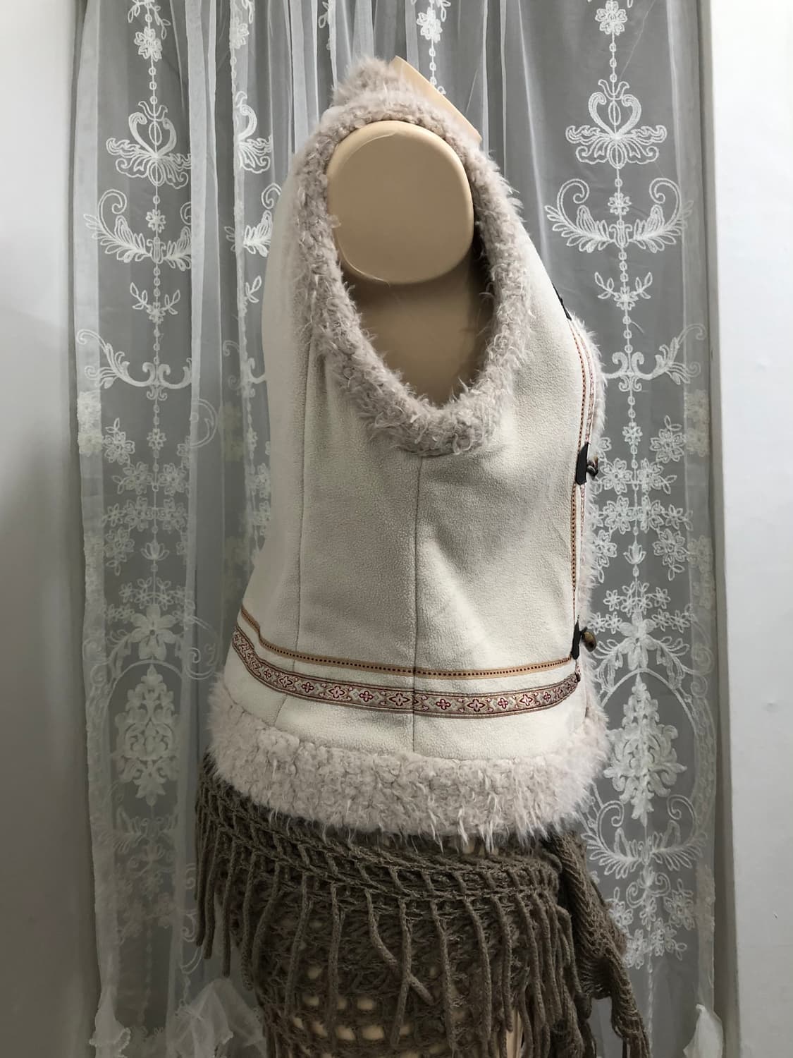 bohemian pattern fur vest 상품이미지2