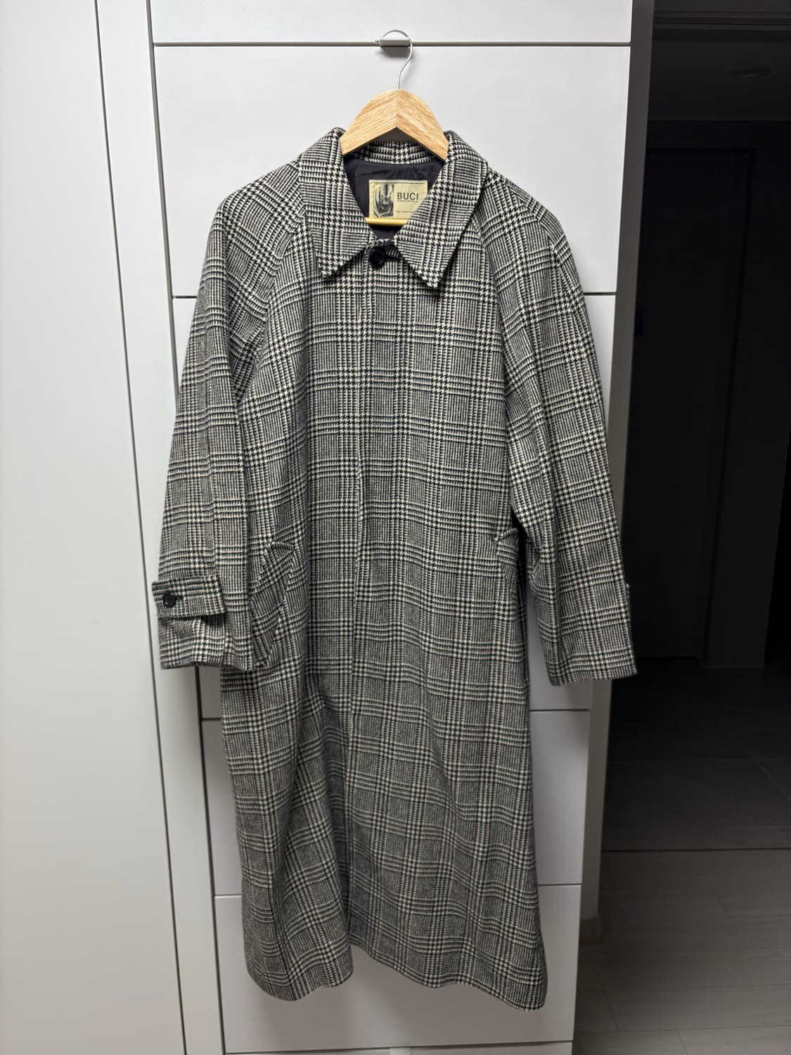 빈티지 그레이 울 글렌체크 발마칸 코트 100사이즈 상품이미지2