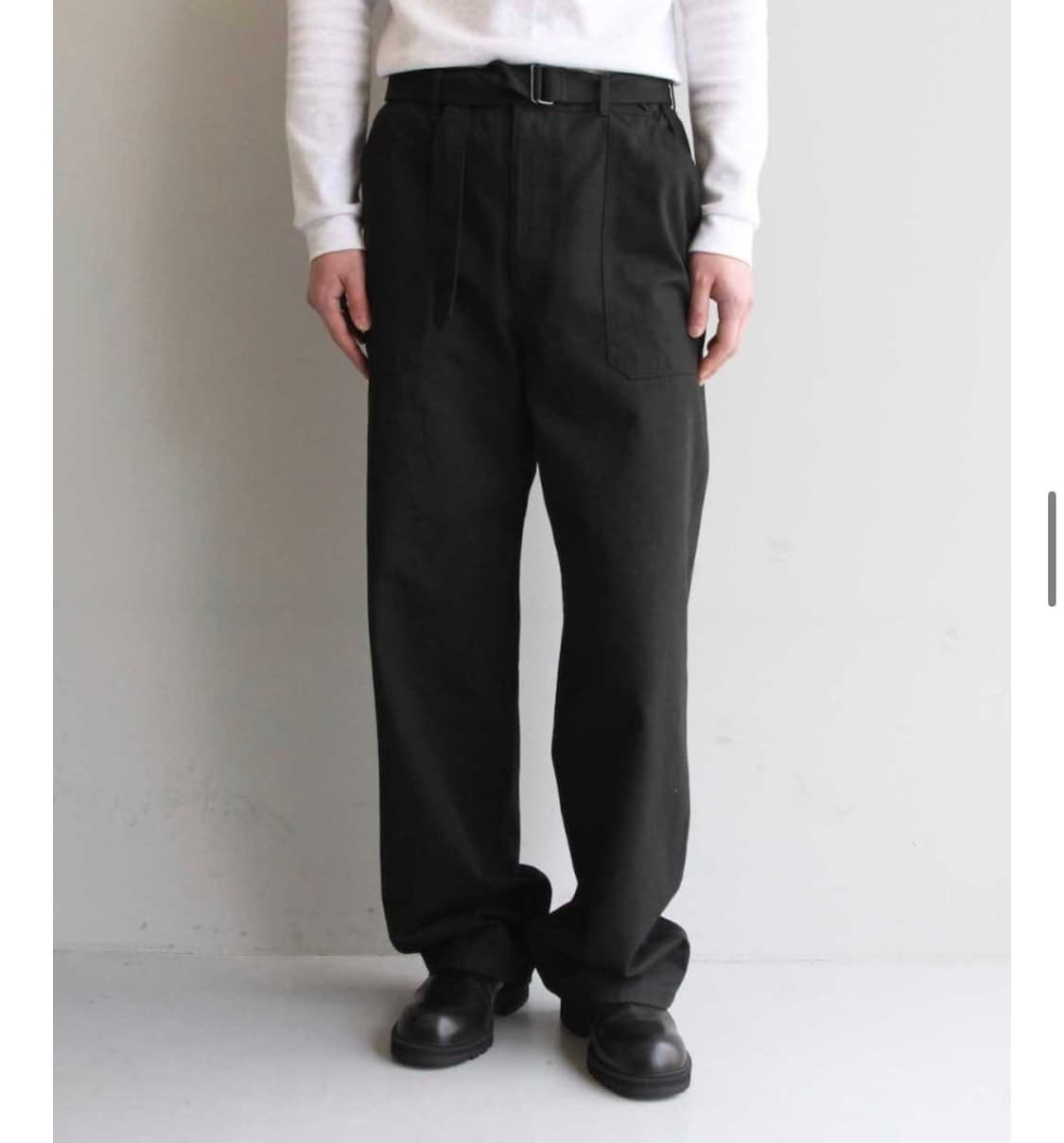 오라리 하드트위스트 핀스 헤비 치노벨티드 팬츠 블랙 5사이즈 상품이미지2