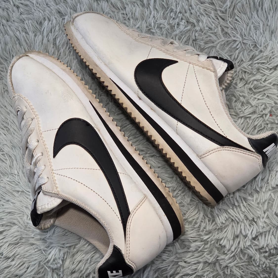 7w-30:나이키 코르테즈 레더 화이트블랙 Nike Cortez 24cm 상품이미지8