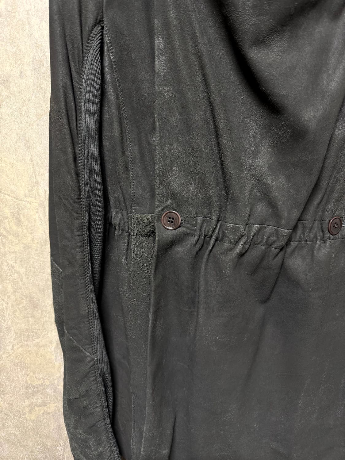 38 / Rick Owens 릭오웬스 셔링 레더 자켓 상품이미지5