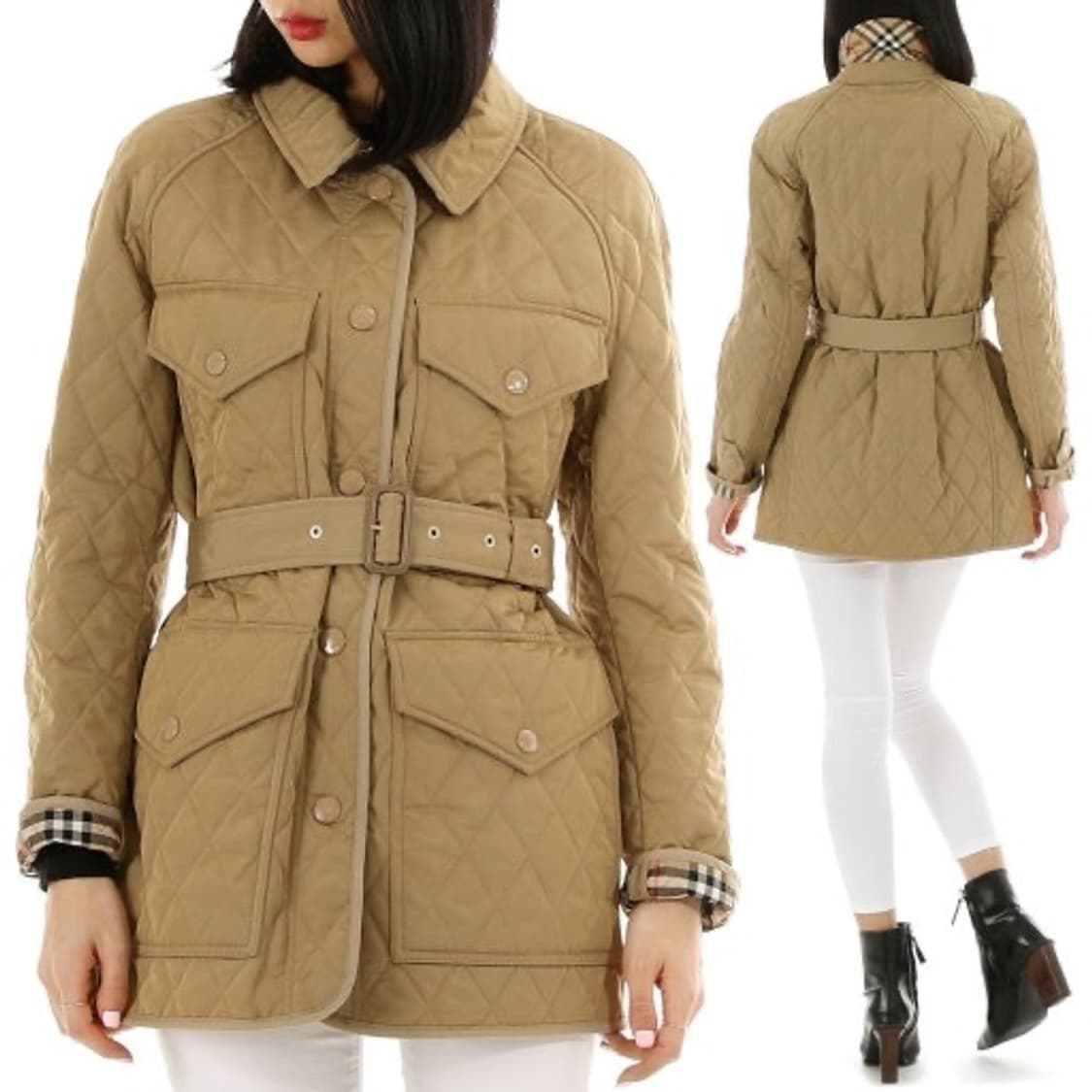 정품 버버리 퀼팅 벨티드 자켓 베이지 상품이미지10