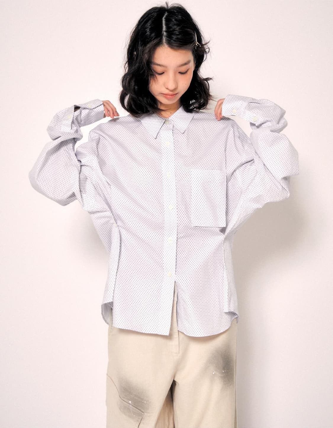 (loerails)Dots Pattern Over Shirts 상품이미지4
