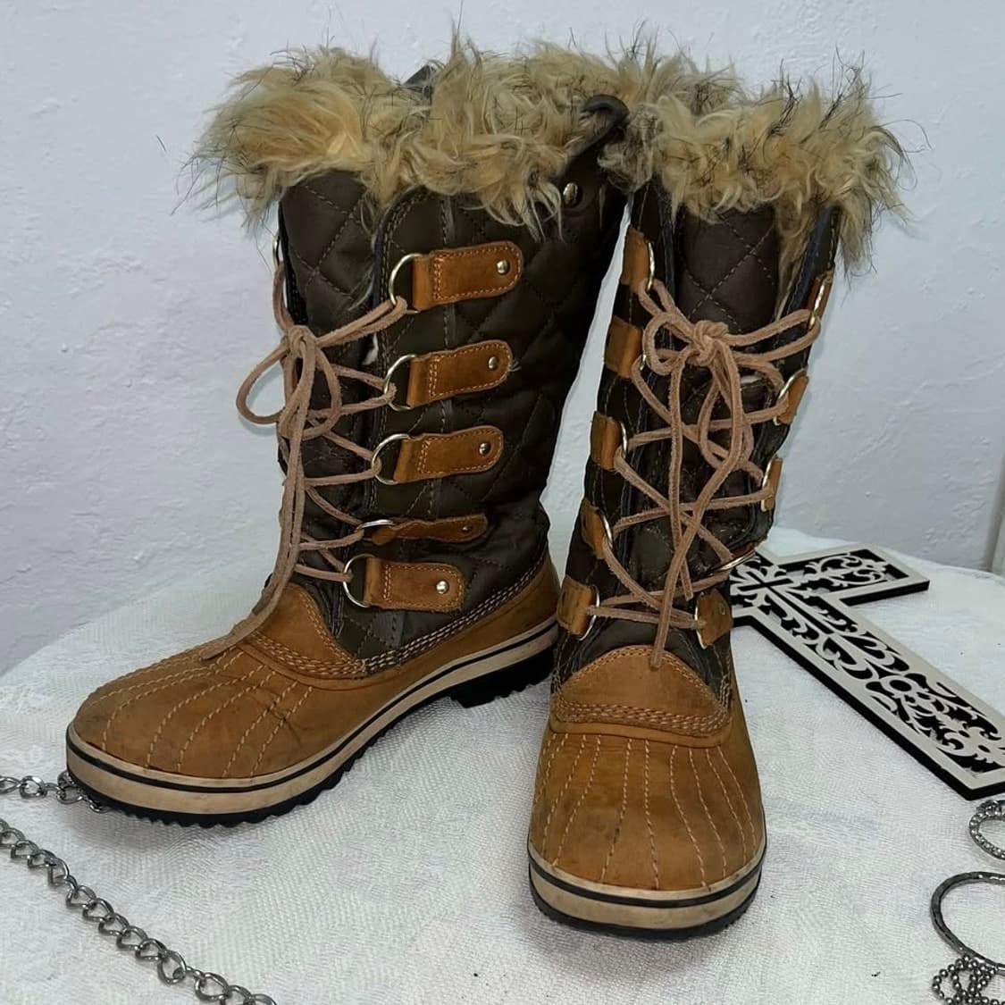 Y2K 퀄팅 퍼 부츠 상품이미지4