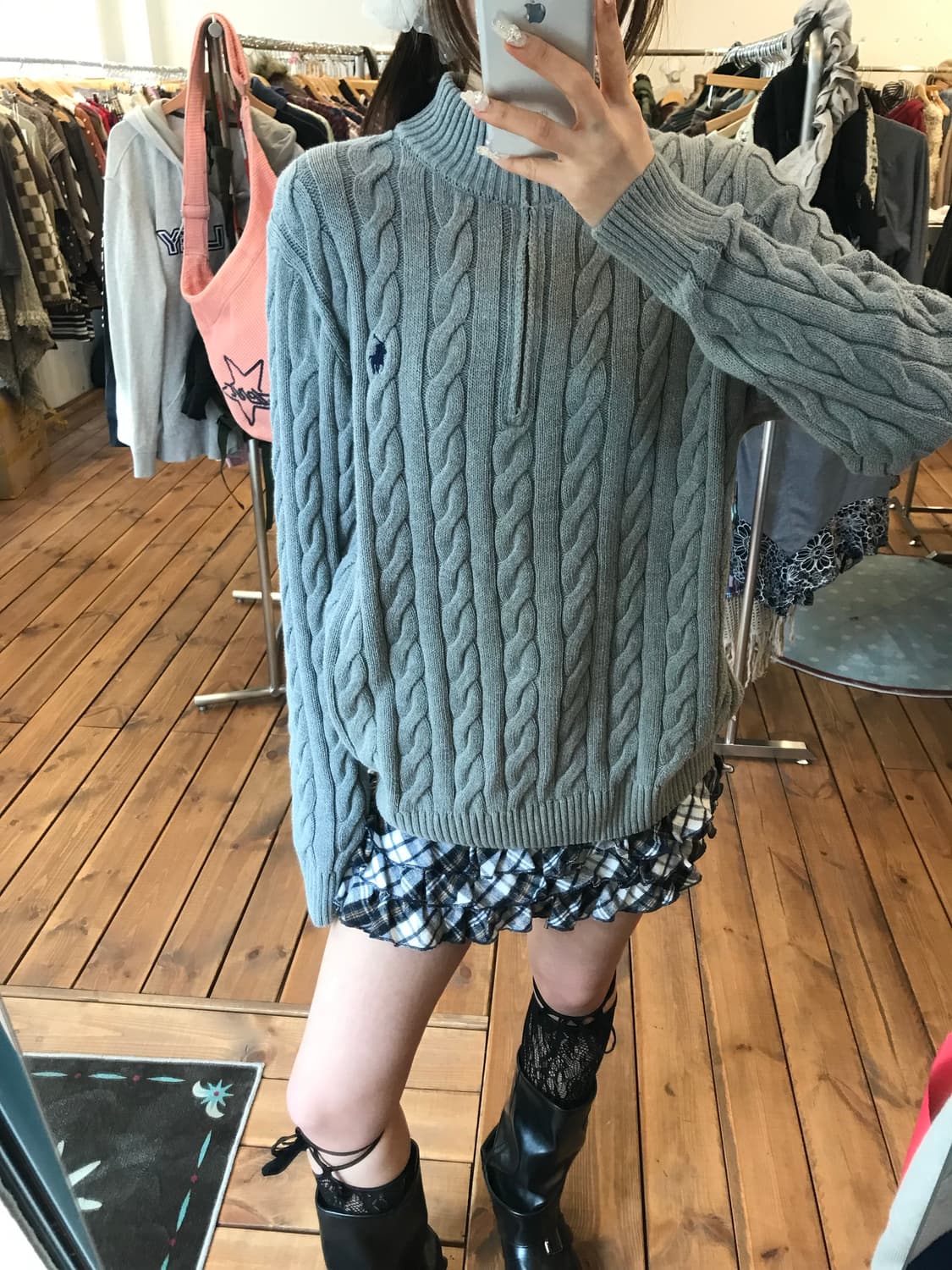 폴로 꽈배기 반 니트집업 상품이미지3