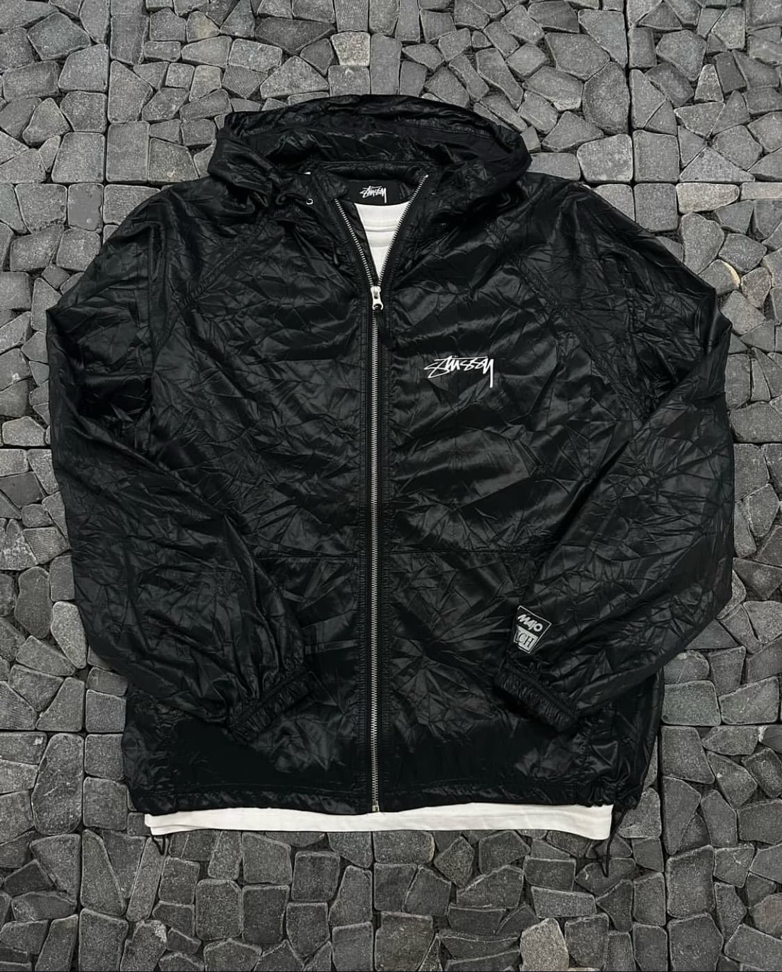 Stussy 스투시 비치 쉘 링클 나일론 자켓 블랙 바람막이 상품이미지3