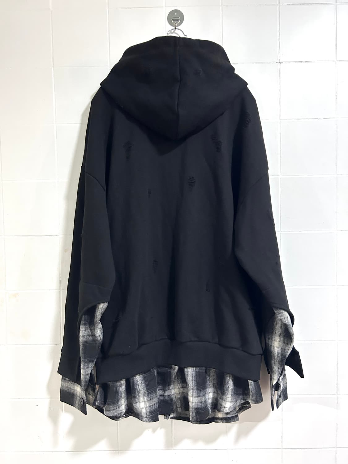 엑스오디너리 체크 레이어드 후드 상품이미지2