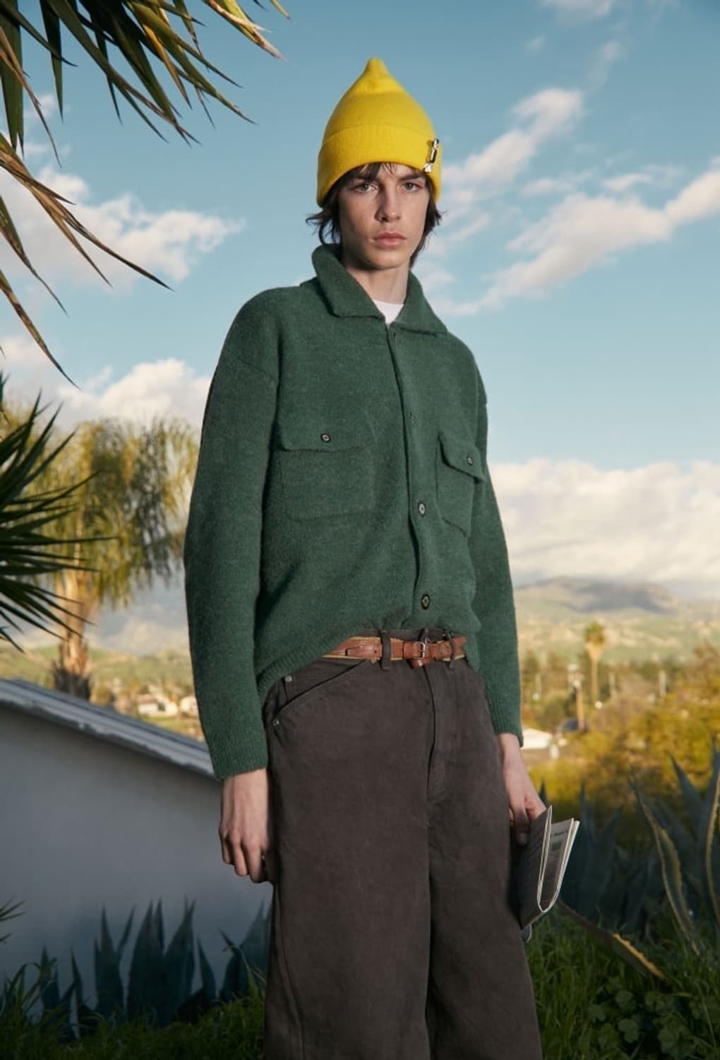 STU 더블 카라 가디건 그린 L 상품이미지1