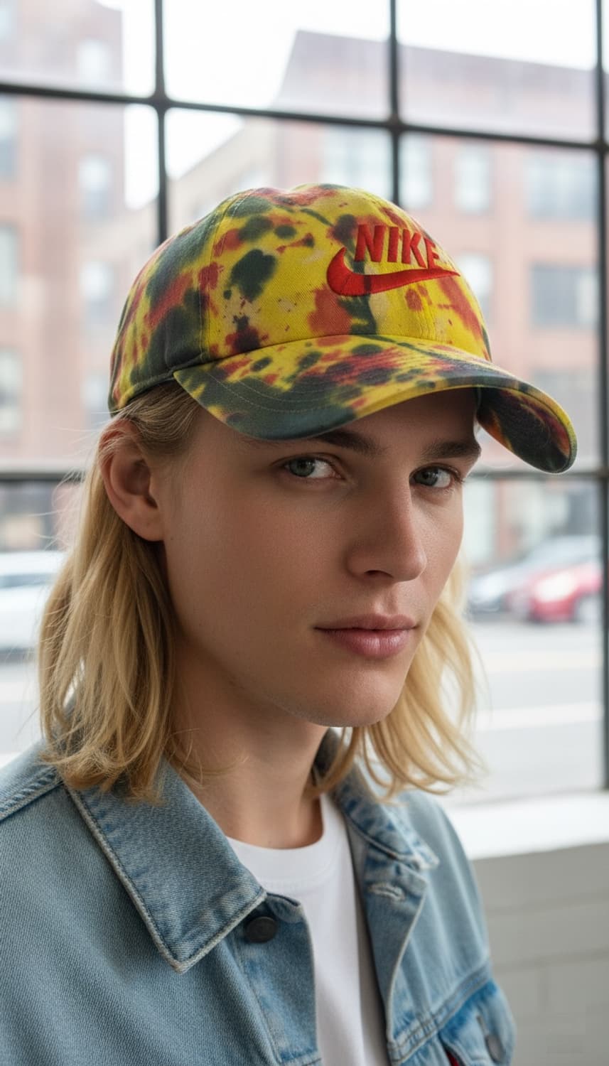 나이키 초레어 빈티지 커스텀 타이다이 노랑/초록/레드 봄의폭발 볼캡 모자 상품이미지8