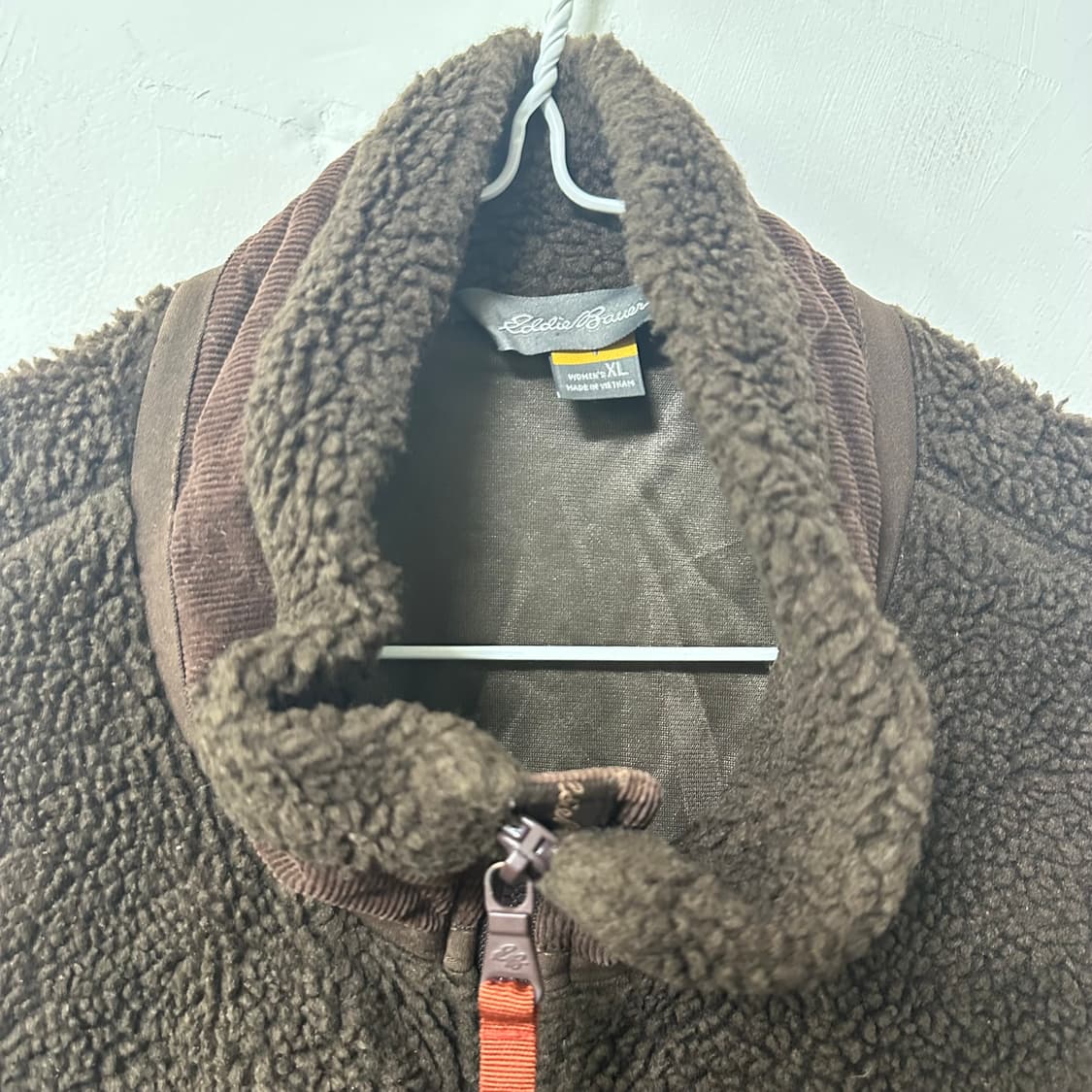 (XL) 에디바우어 브라운 롱 쉐르파 뽀글이 플리스 집업 자켓 상품이미지3