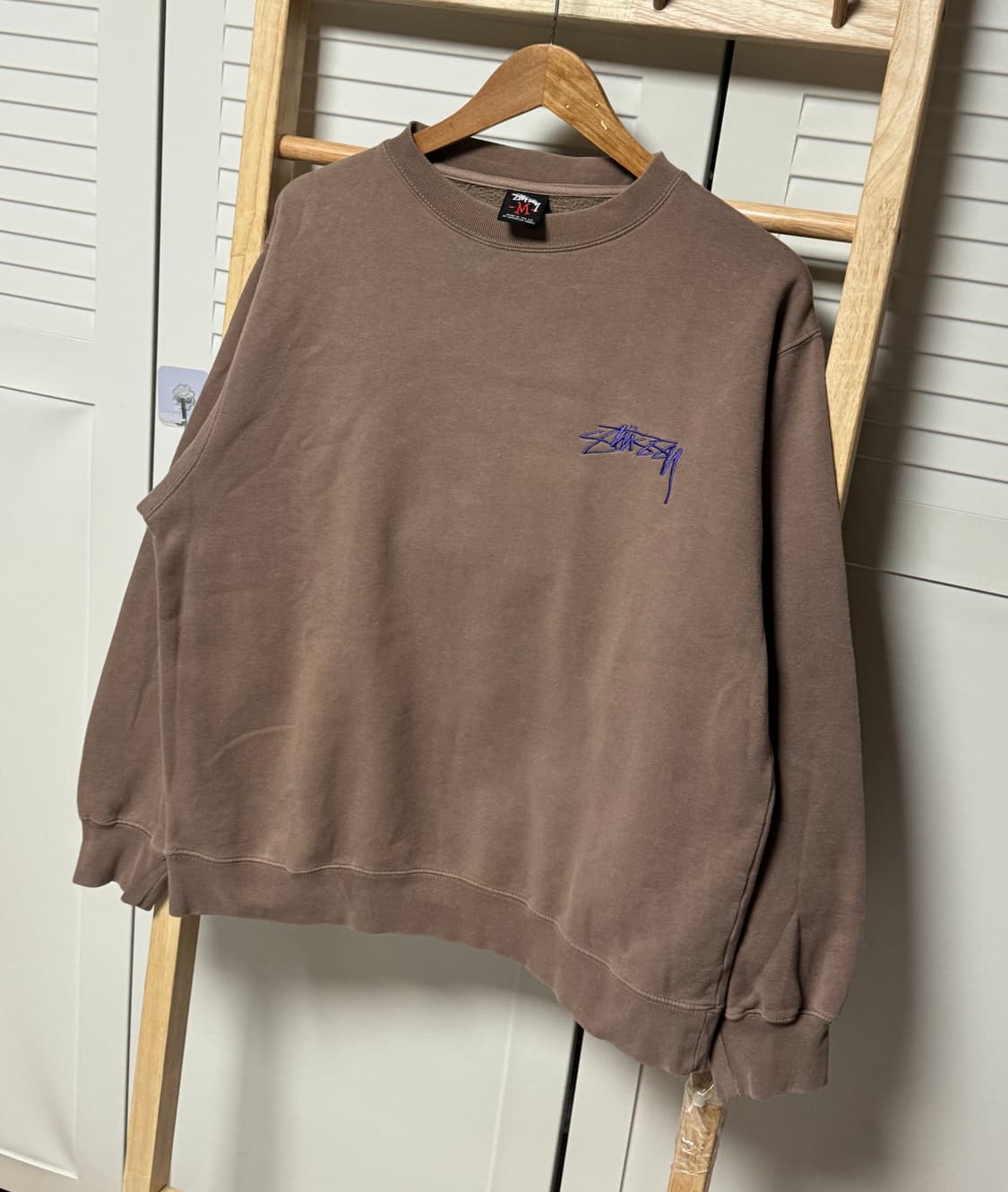 스투시 00s 빅로고 카라멜 베이지 오버핏 맨투맨 상품이미지3