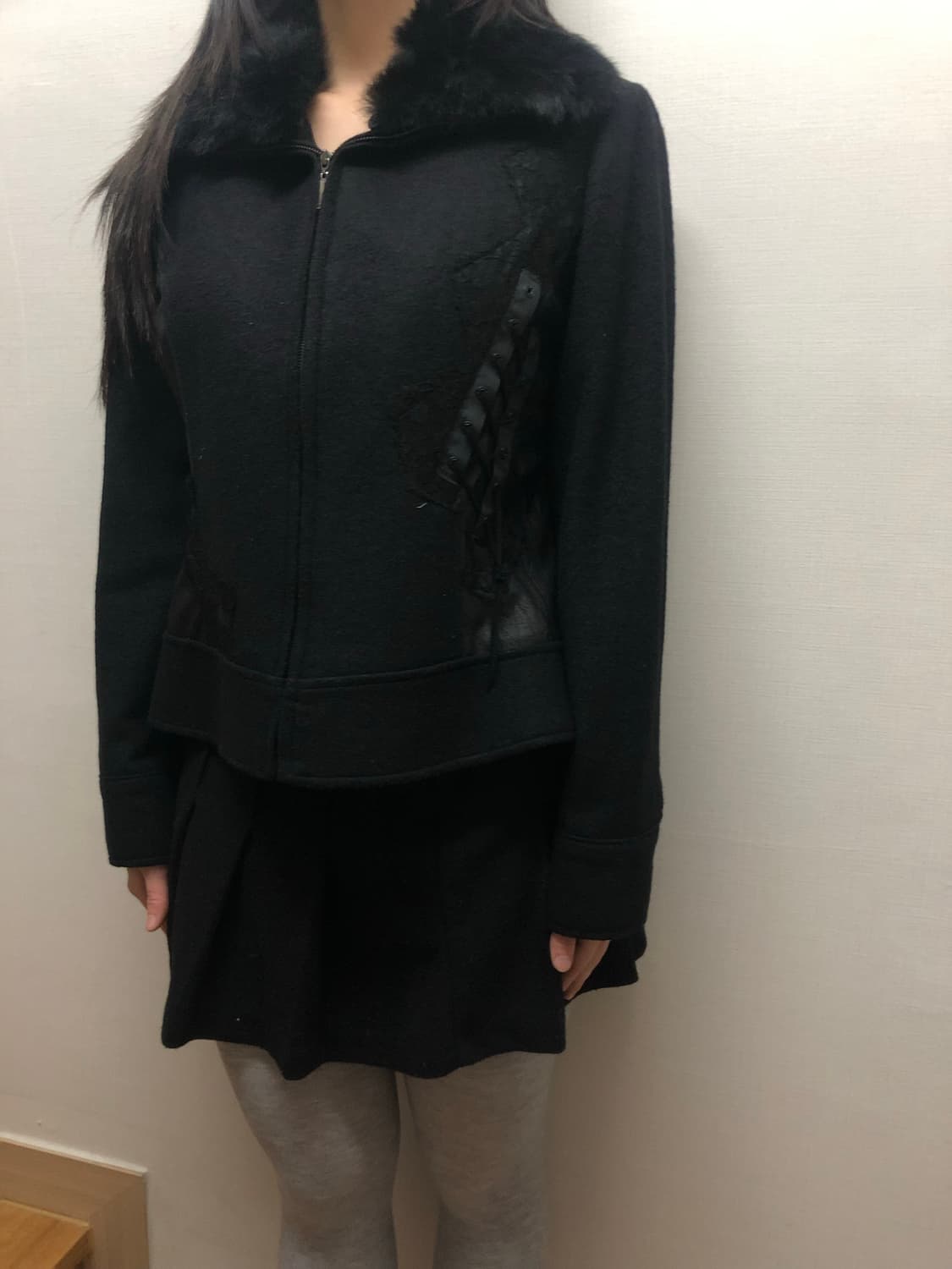 빈티지 블랙 울 레이스업 자켓 상품이미지3