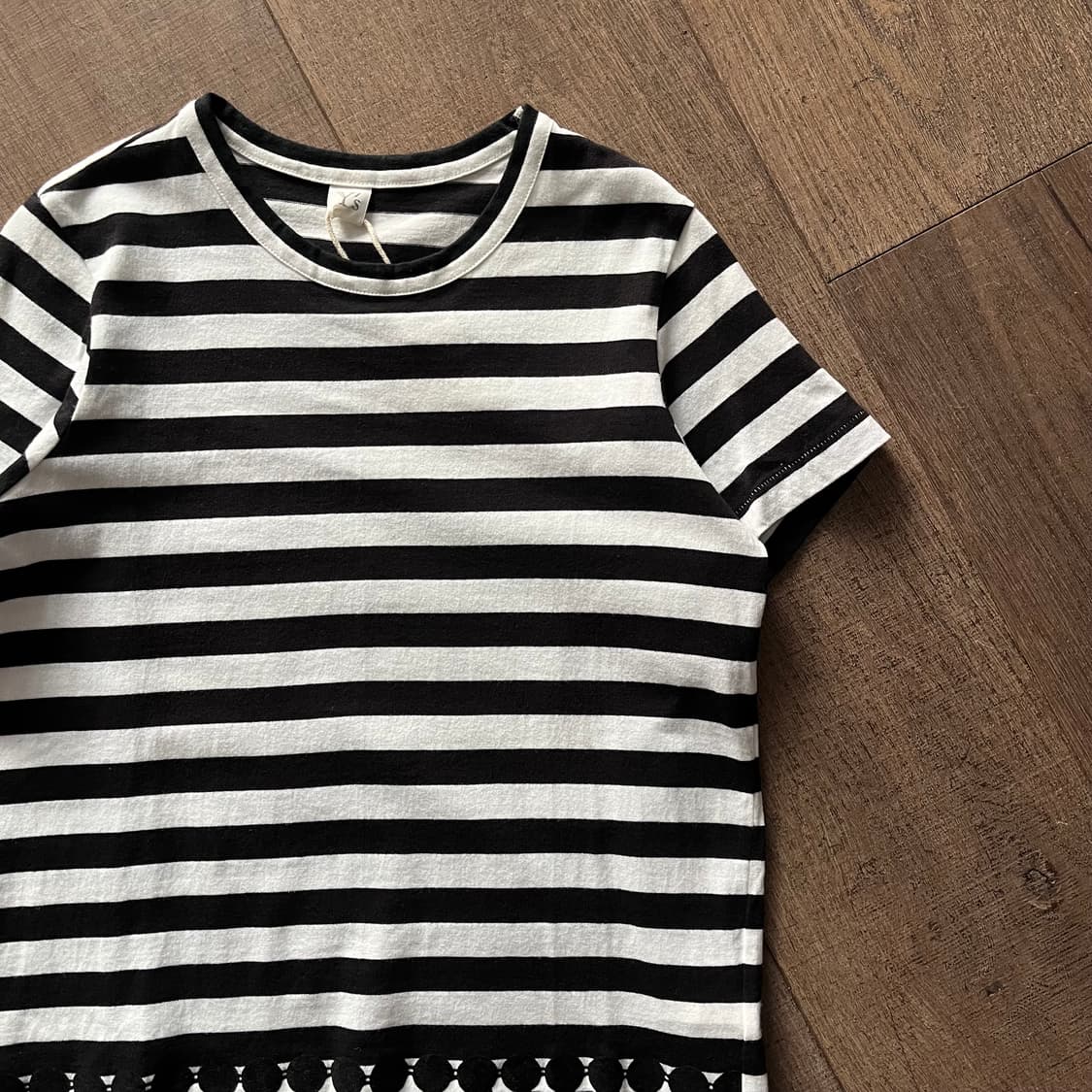 Velour Pattern Stripe Half T 상품이미지3