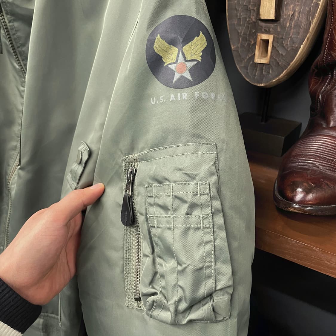 USA 빈티지 U.S 에어포스 미공군 스펠아웃 MA-1 항공 자켓 N60 상품이미지4