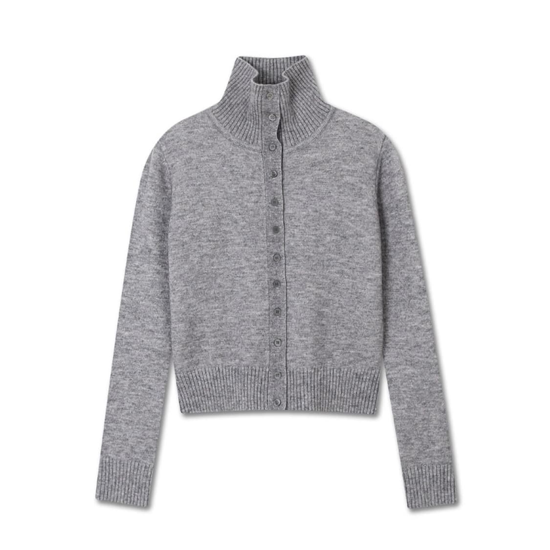 미치코런던 하이넥 버튼 가디건 그레이 상품이미지2