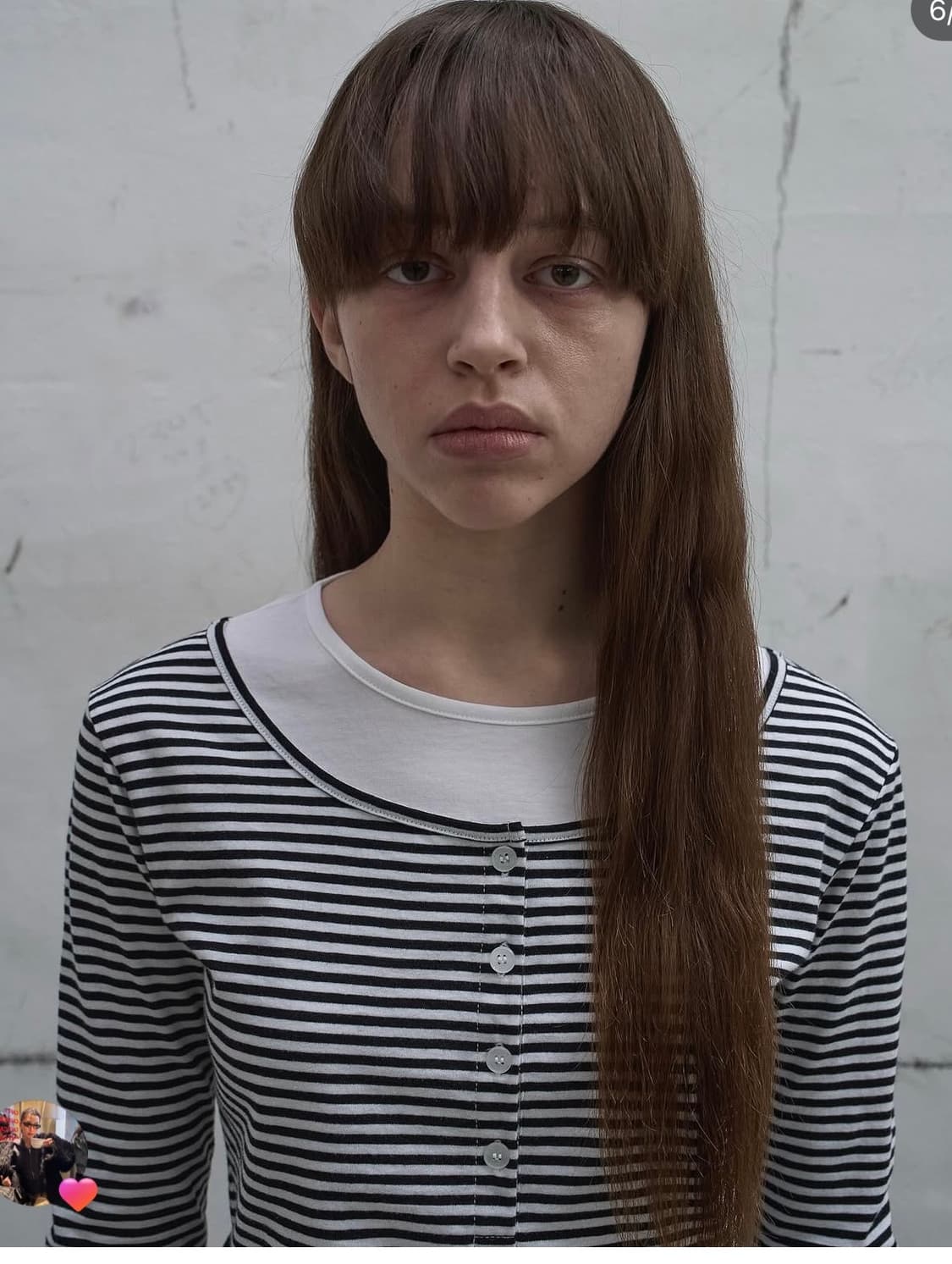 LCDC 레이어드 스트라이프 헨리넥 긴팔 티셔츠 (S) 상품이미지6