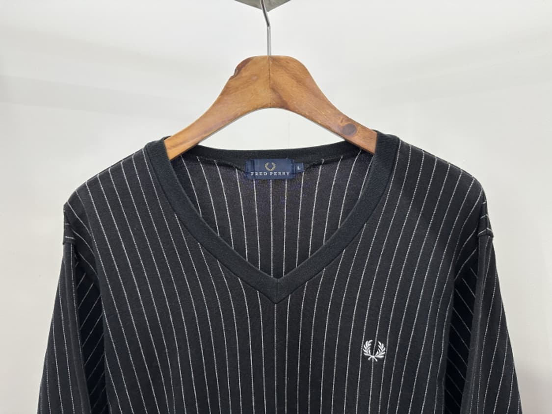 FRED PERRY V넥 스트라이프 롱슬리브 (M) 상품이미지2