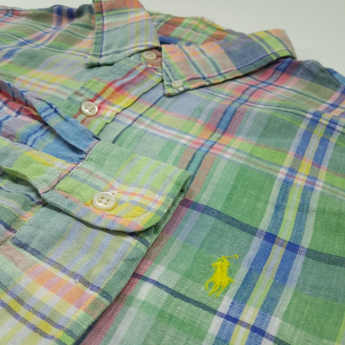 CL850 XL 폴로 00s 린넨 마드라스체크 셔츠 남방 상품이미지4