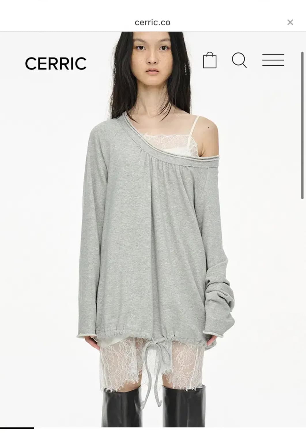 세릭 라운드 스트링 탑 그레이 Round Hem String 상품이미지1