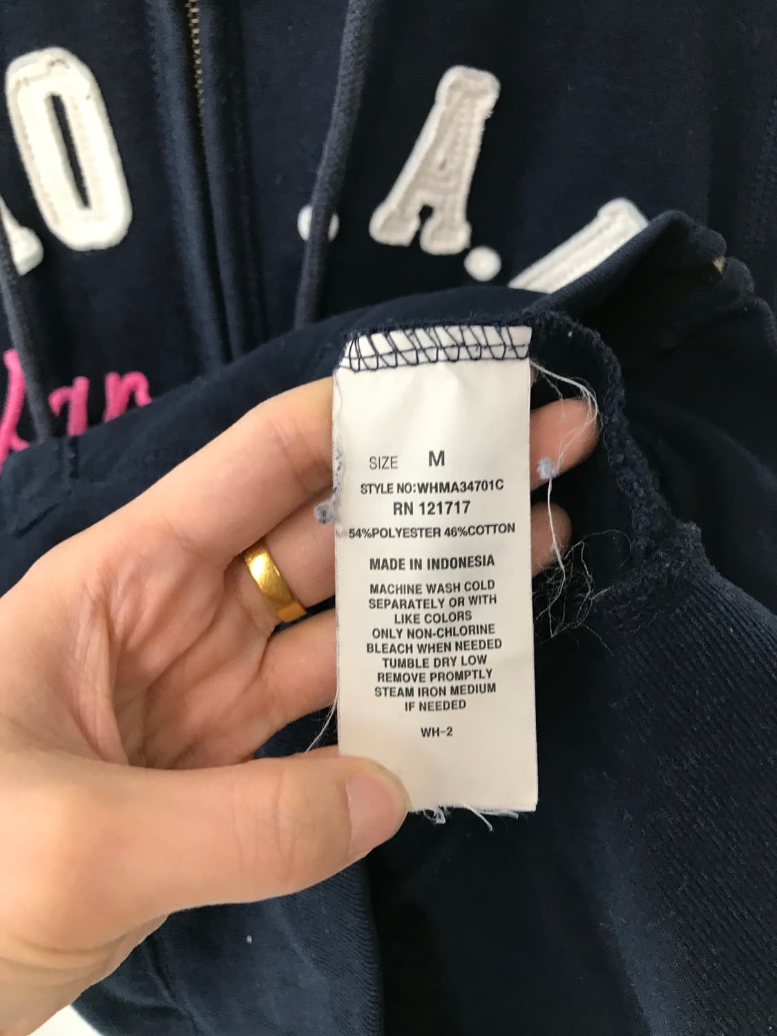 후아유 y2k 와투케 네이비 후드집업 상품이미지5