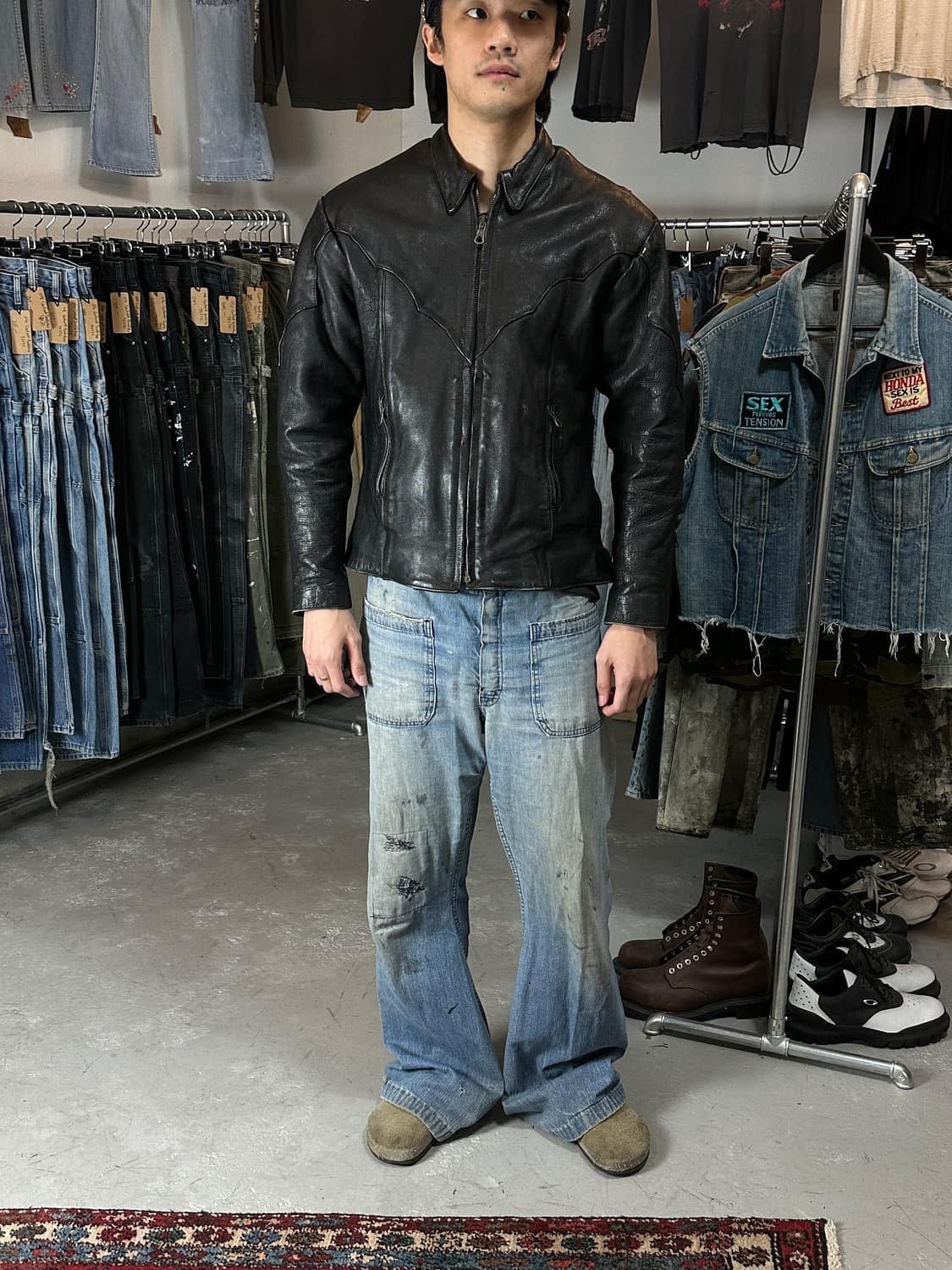 00's 빈티지 크롭 레더 자켓 빈티지 웨스턴 레더 자켓 상품이미지2