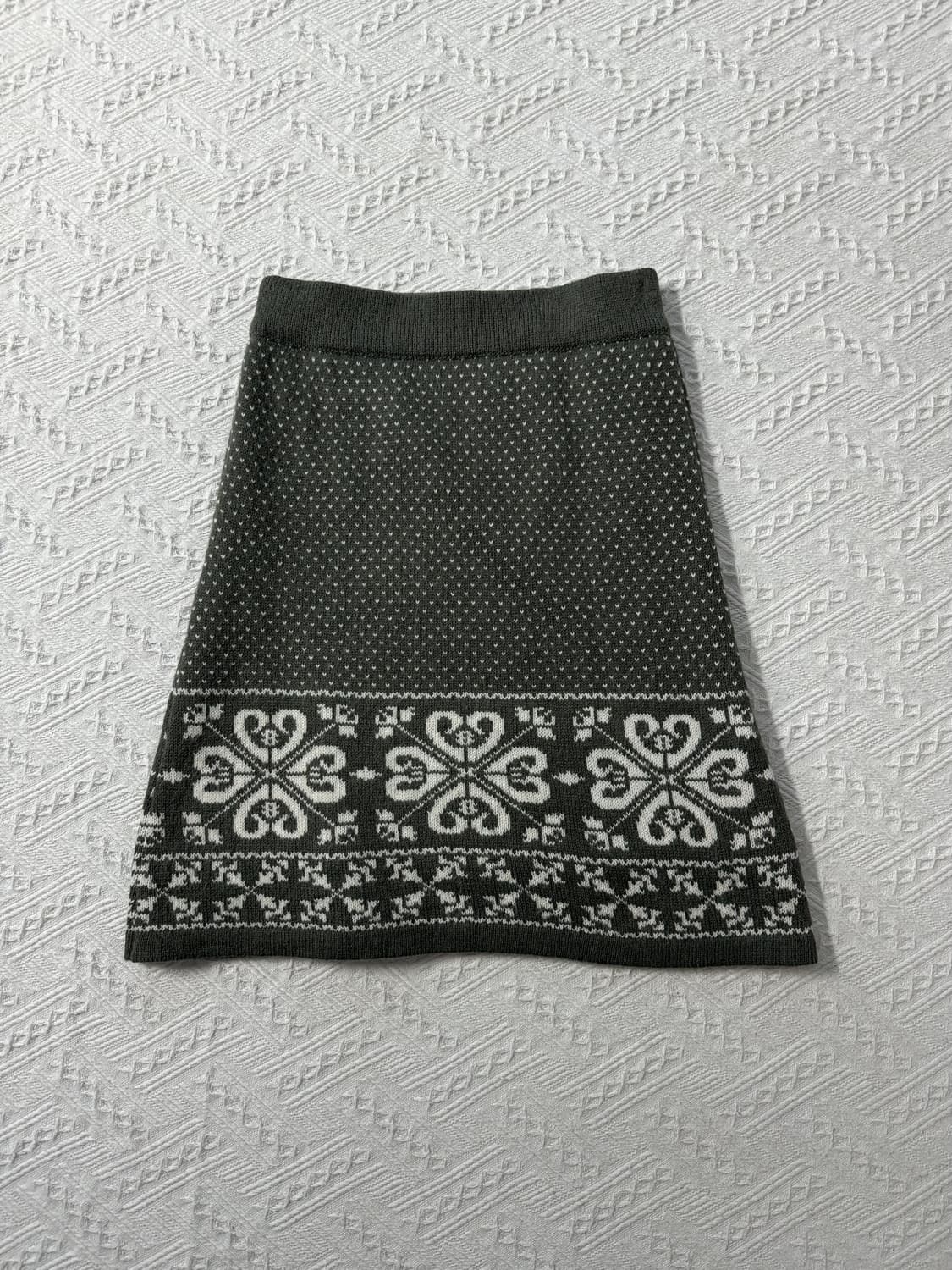 울 블렌디드 스노우 플레이크 패턴 니트 스커트 상품이미지5